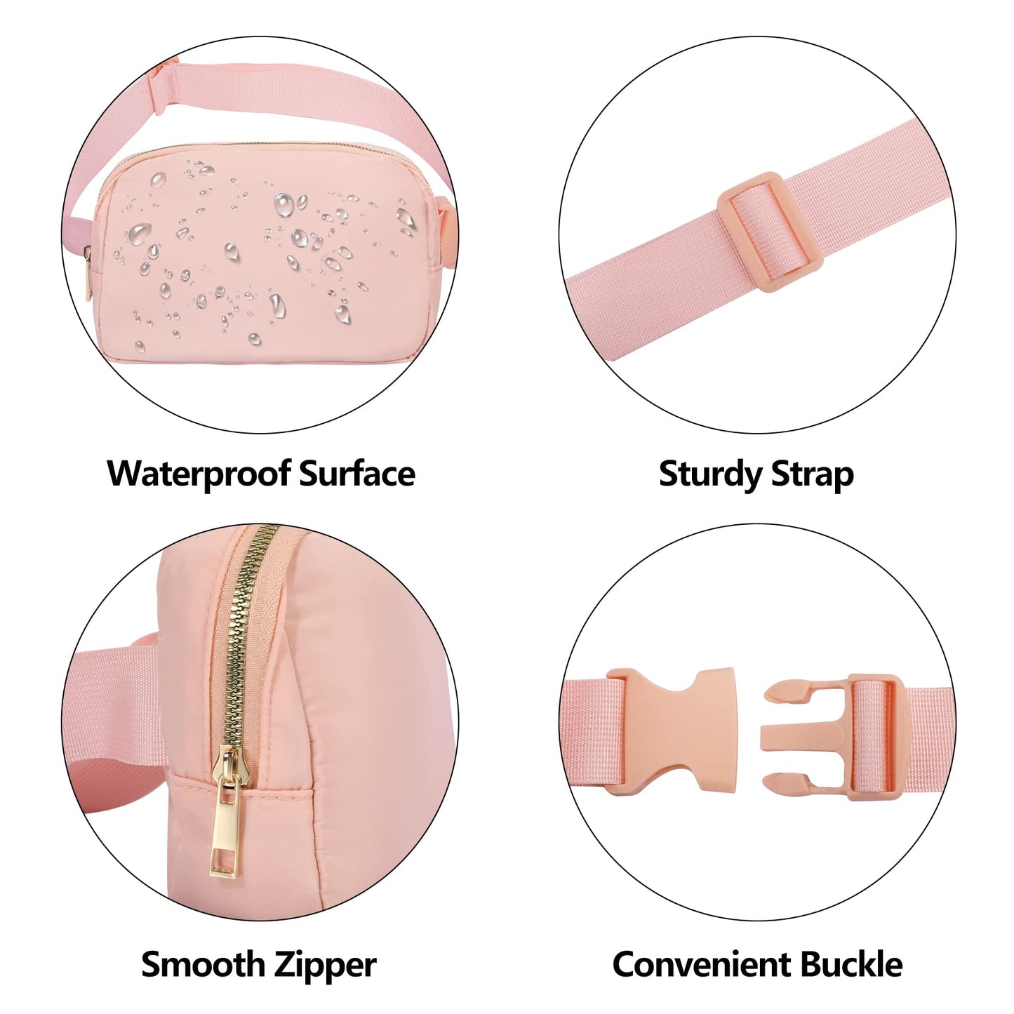 VOROLO Fanny Pack Christmas Gift For Women And Men Crossbody Bag Belt Bag Bum Bag with Adjustable Strap for Sports Black