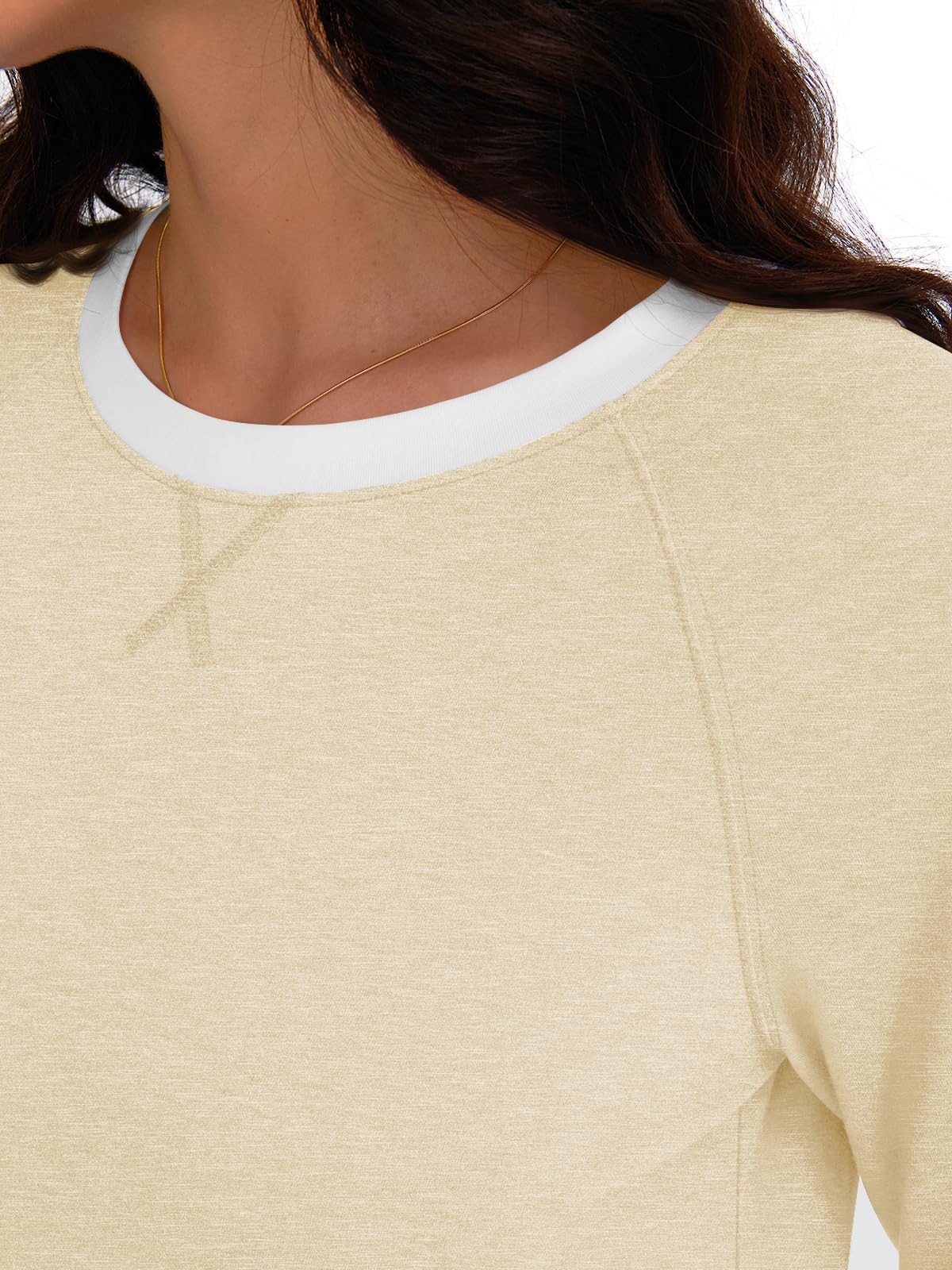 Womens Long Sleeve Shirts Color Block Casual Crewneck Tops Tshirt Basic Tees Fashion Clothes Trendy Outfits