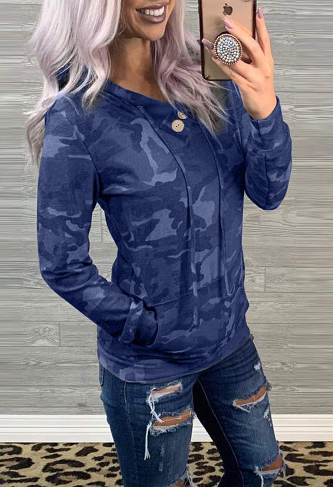 Women's Casual Long Sleeve Hoodies Sweatshirts Drawstring Pullover Tunic Tops With Pockets