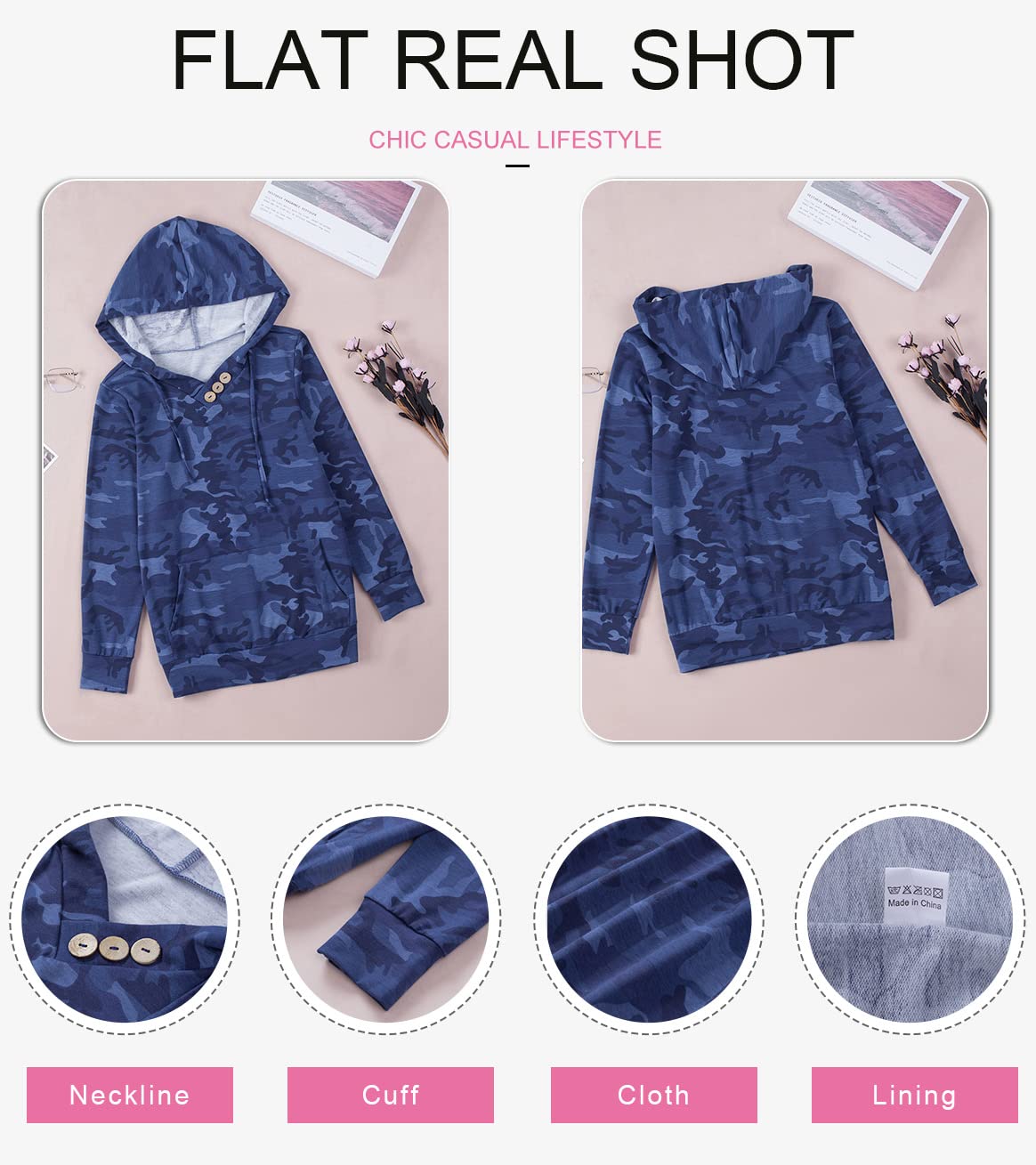 Women's Casual Long Sleeve Hoodies Sweatshirts Drawstring Pullover Tunic Tops With Pockets