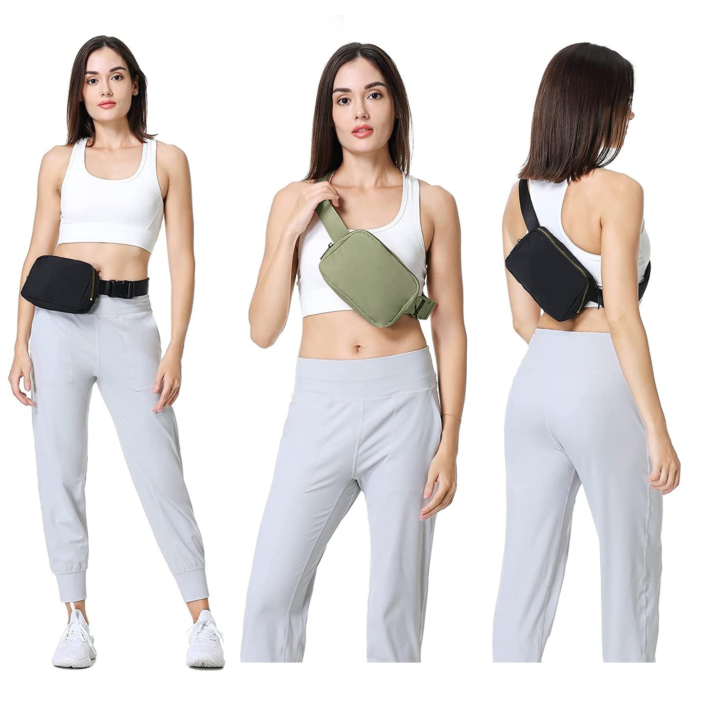 VOROLO Fanny Pack Christmas Gift For Women And Men Crossbody Bag Belt Bag Bum Bag with Adjustable Strap for Sports Black