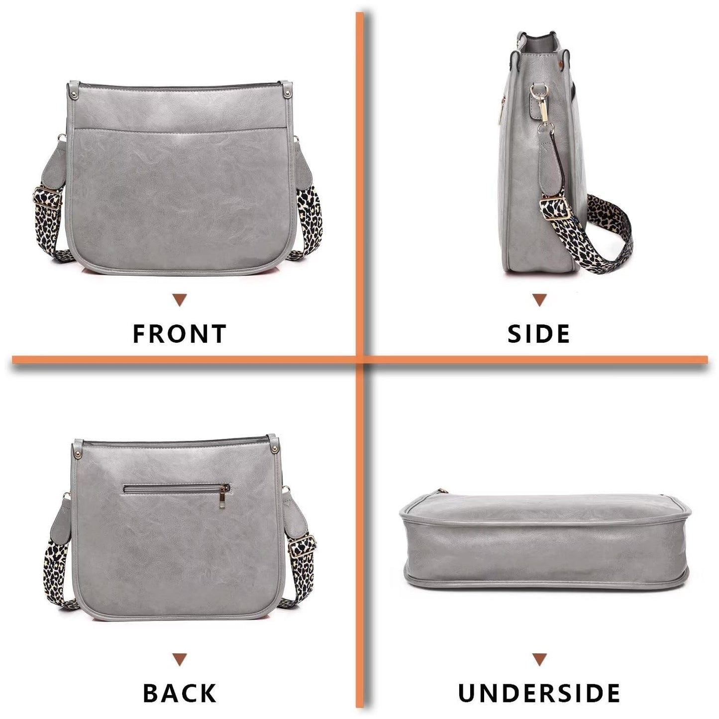 Vegan Leather Crossbody Bags for Women, Crossbody Purse with Guitar Strap Zipped Pockets Handbag
