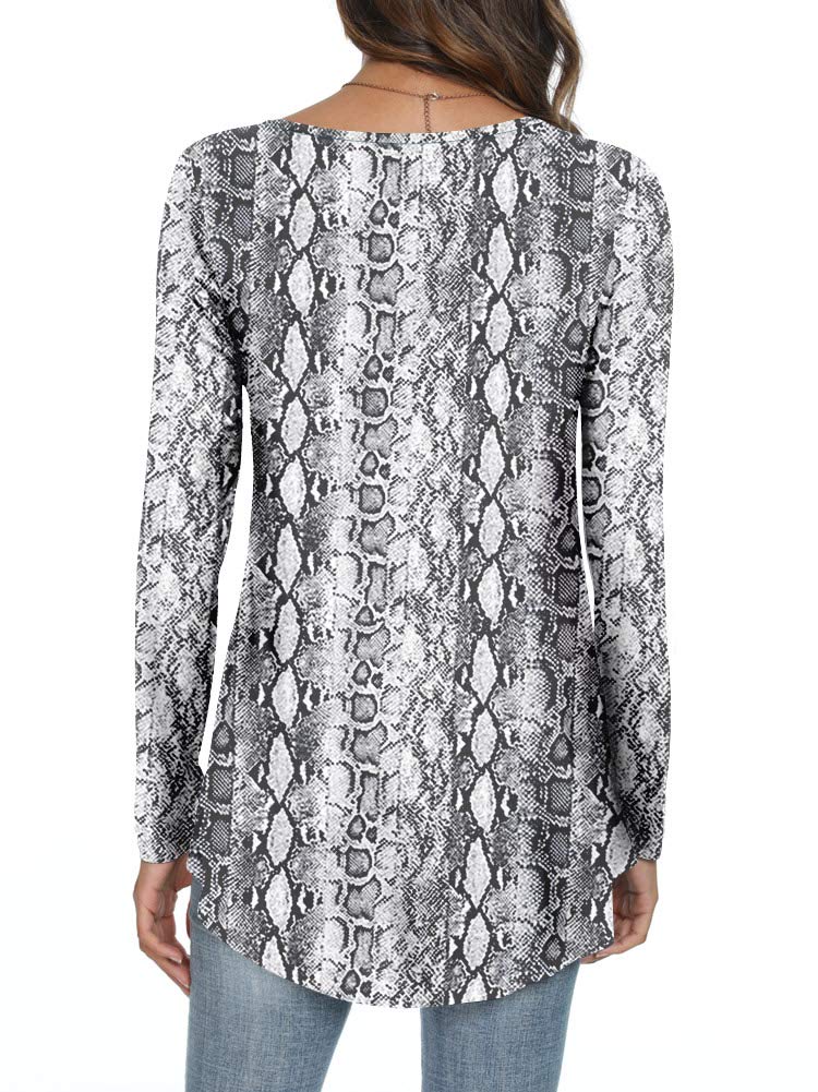 Womens Long Sleeve Loose Fit Tunic Tops Casual Ruffle T Shirt Blouses for Leggings