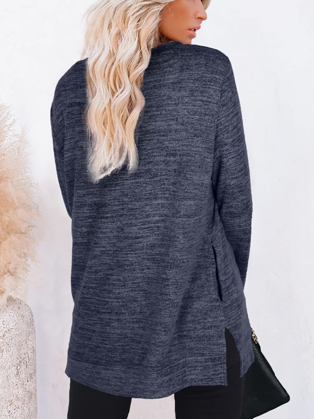 Womens Casual Sweatshirts Long Sleeve Shirts Oversized With Pocket Tunic Tops