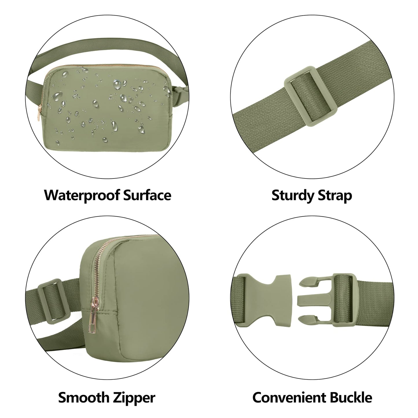 VOROLO Fanny Pack Christmas Gift For Women And Men Crossbody Bag Belt Bag Bum Bag with Adjustable Strap for Sports Black