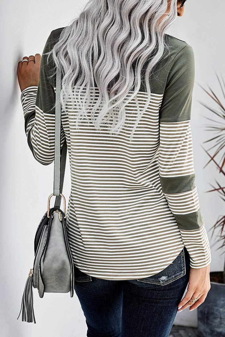 Womens Color Block Loose Long/Short Sleeve T Shirts Casual Comfy Tops