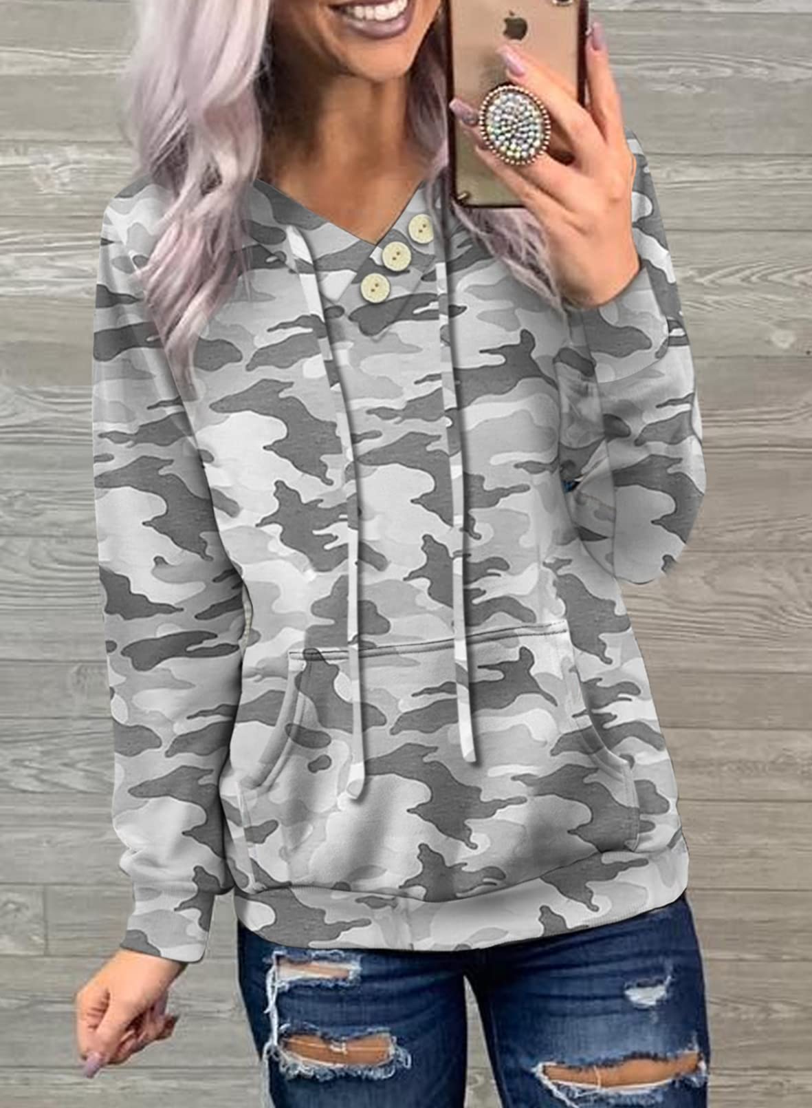 Women's Casual Long Sleeve Hoodies Sweatshirts Drawstring Pullover Tunic Tops With Pockets