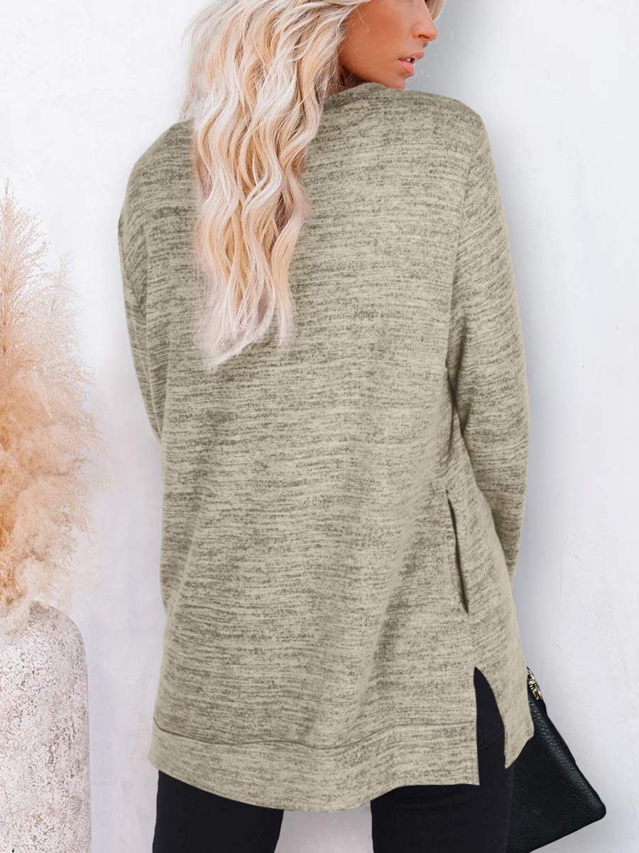 Womens Casual Sweatshirts Long Sleeve Shirts Oversized With Pocket Tunic Tops