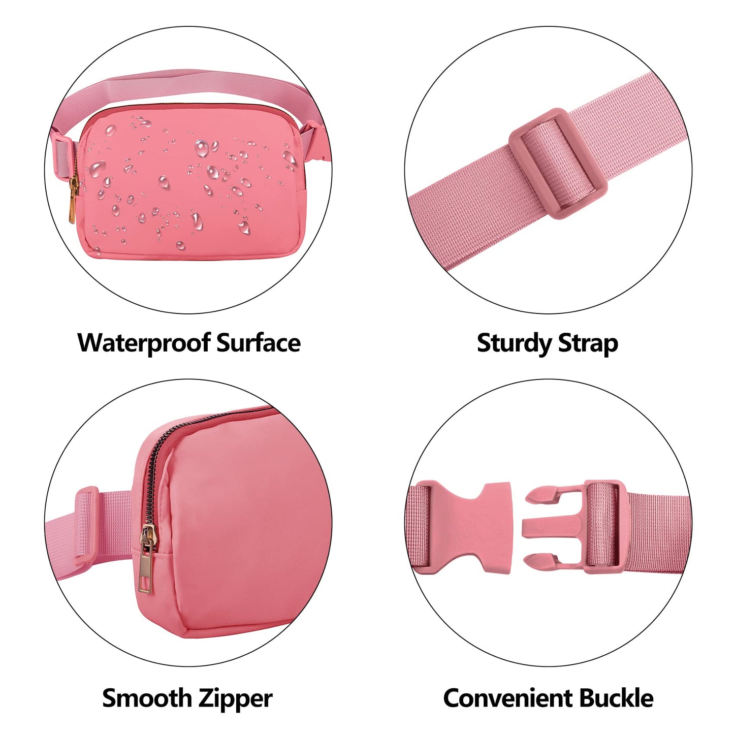 VOROLO Fanny Pack Christmas Gift For Women And Men Crossbody Bag Belt Bag Bum Bag with Adjustable Strap for Sports Black