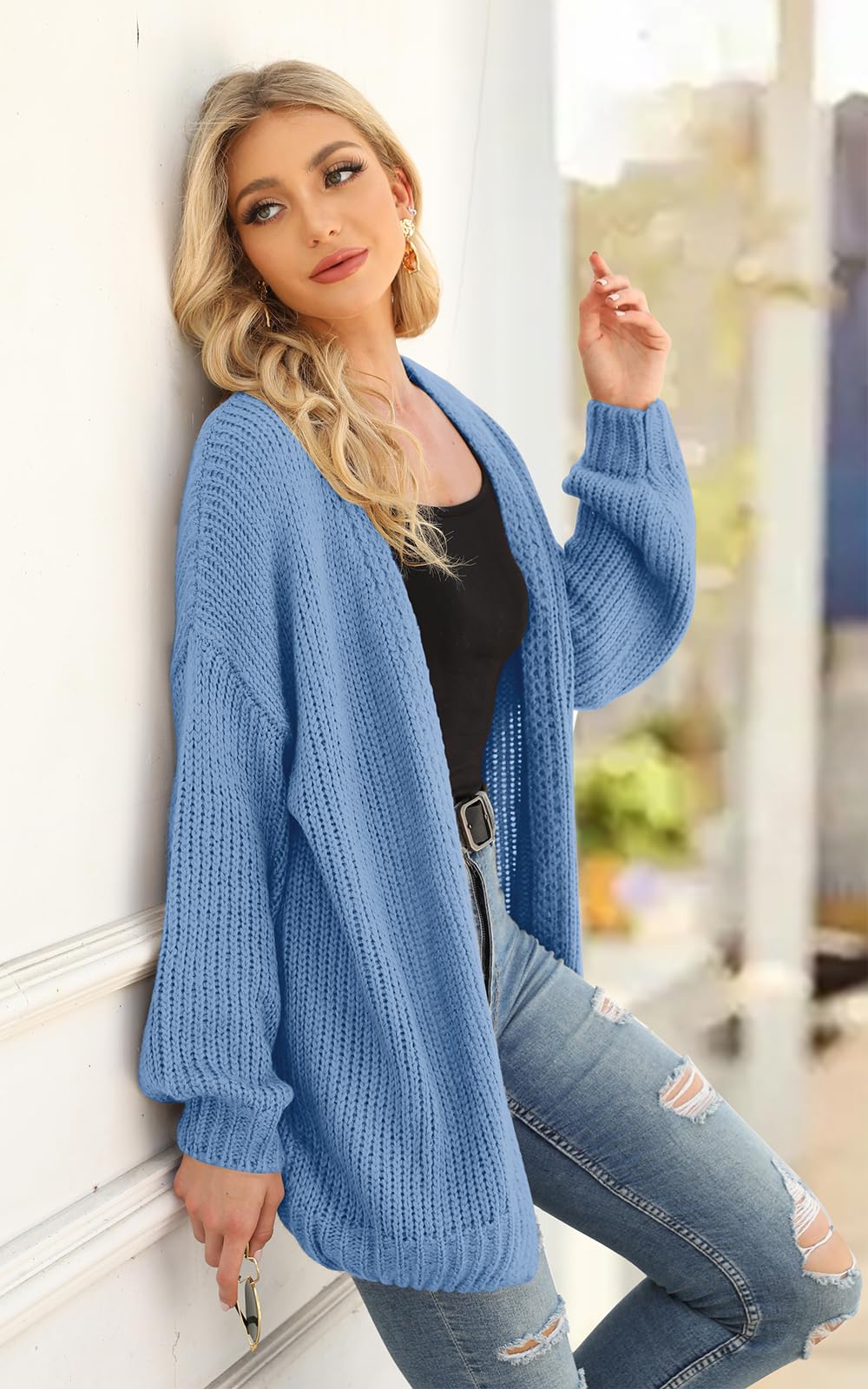 PRETTYGARDEN Women's Long Sleeve Open Front Knit Cardigans Sweaters Soft Loose Draped Coat Outerwear