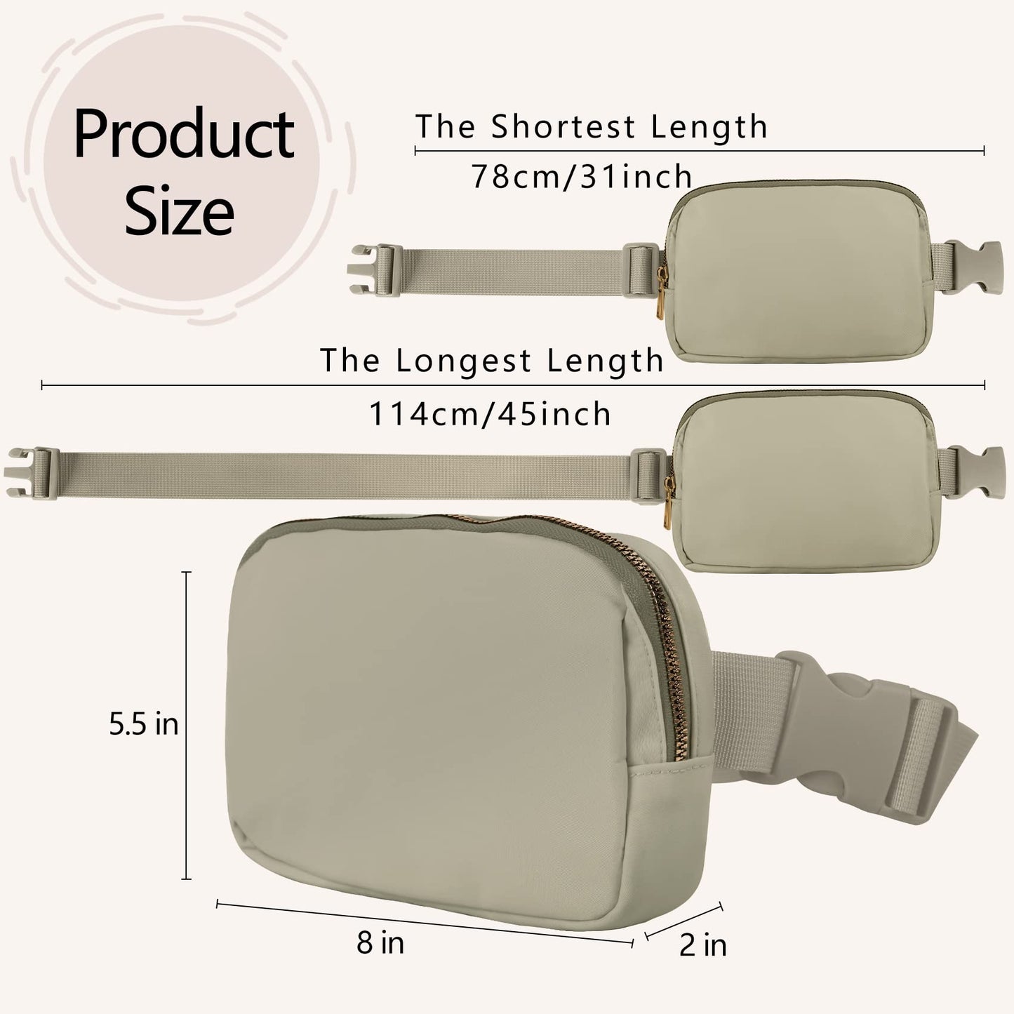 VOROLO Fanny Pack Christmas Gift For Women And Men Crossbody Bag Belt Bag Bum Bag with Adjustable Strap for Sports Black