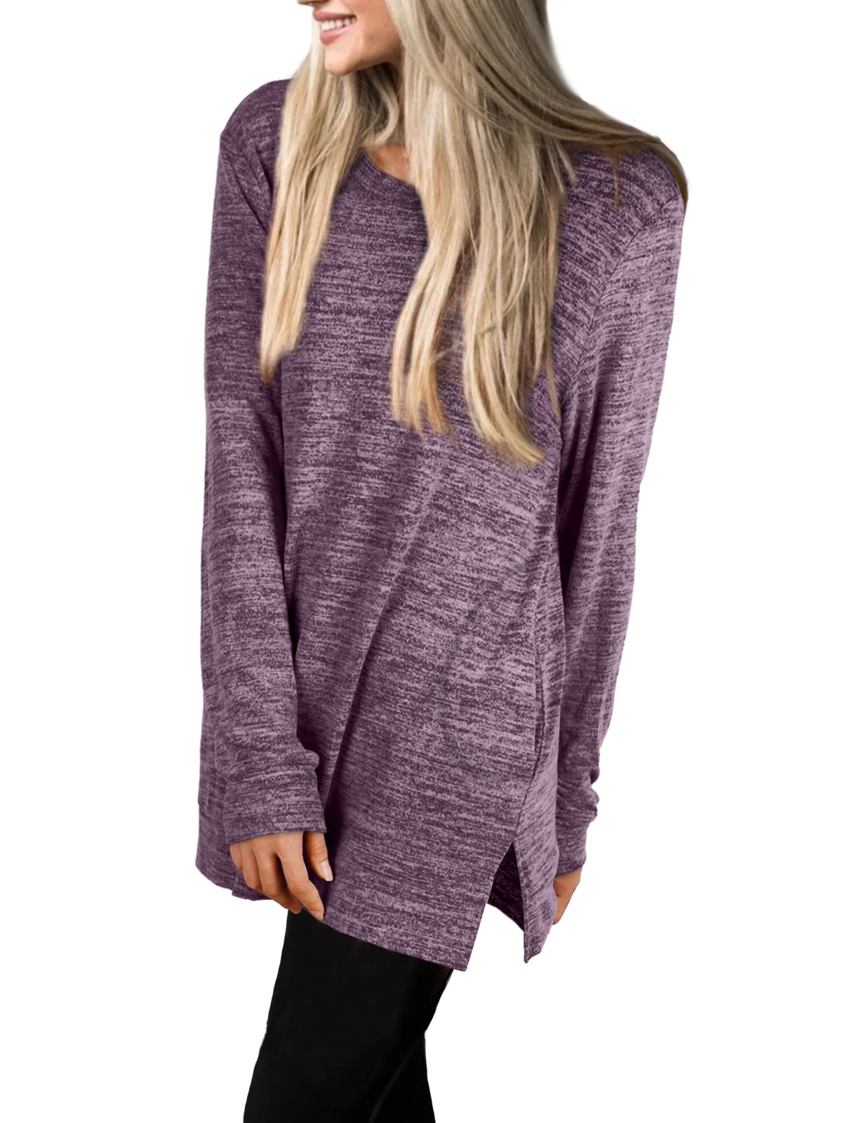 Womens Casual Sweatshirts Long Sleeve Shirts Oversized With Pocket Tunic Tops