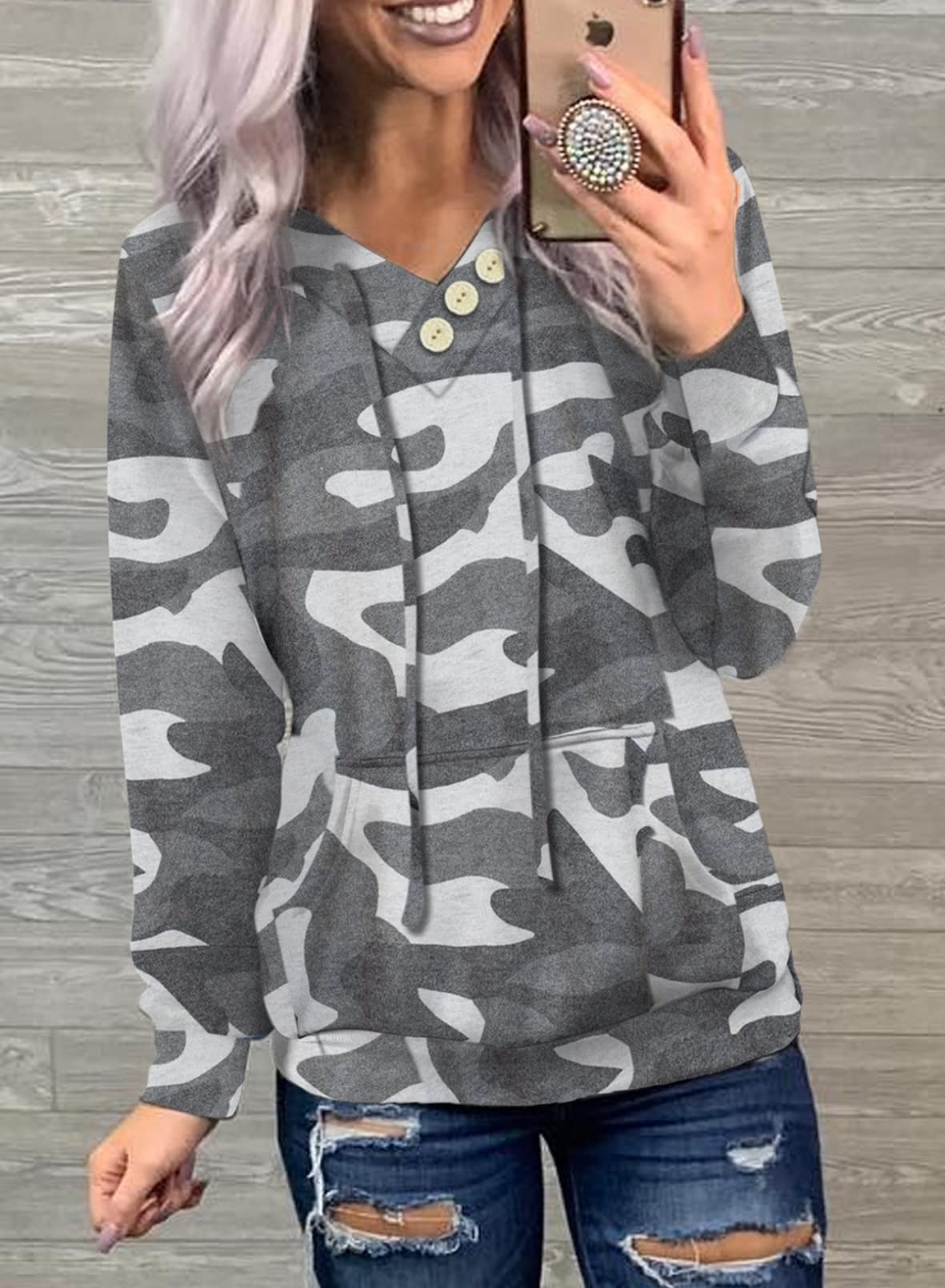 Women's Casual Long Sleeve Hoodies Sweatshirts Drawstring Pullover Tunic Tops With Pockets