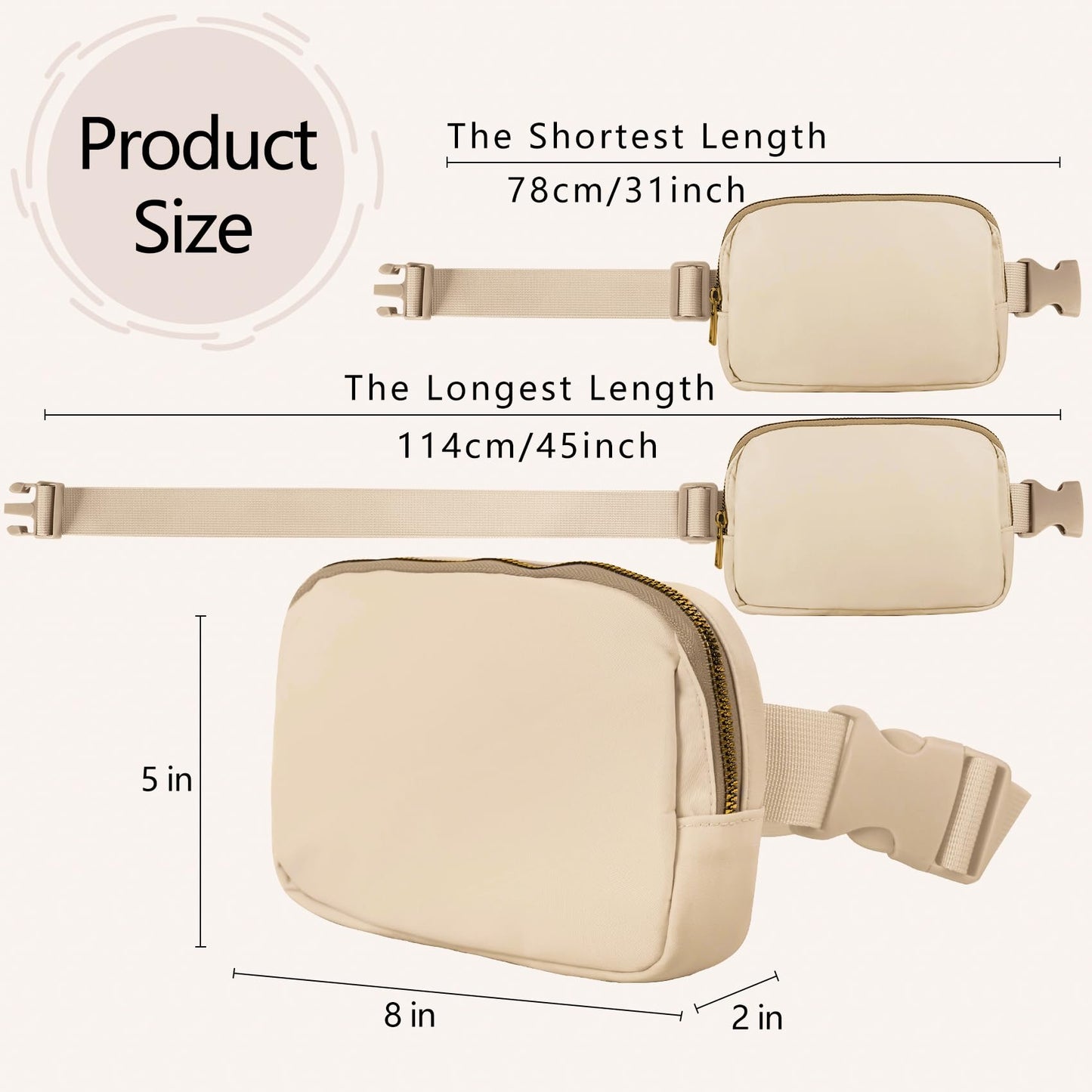 VOROLO Fanny Pack Christmas Gift For Women And Men Crossbody Bag Belt Bag Bum Bag with Adjustable Strap for Sports Black