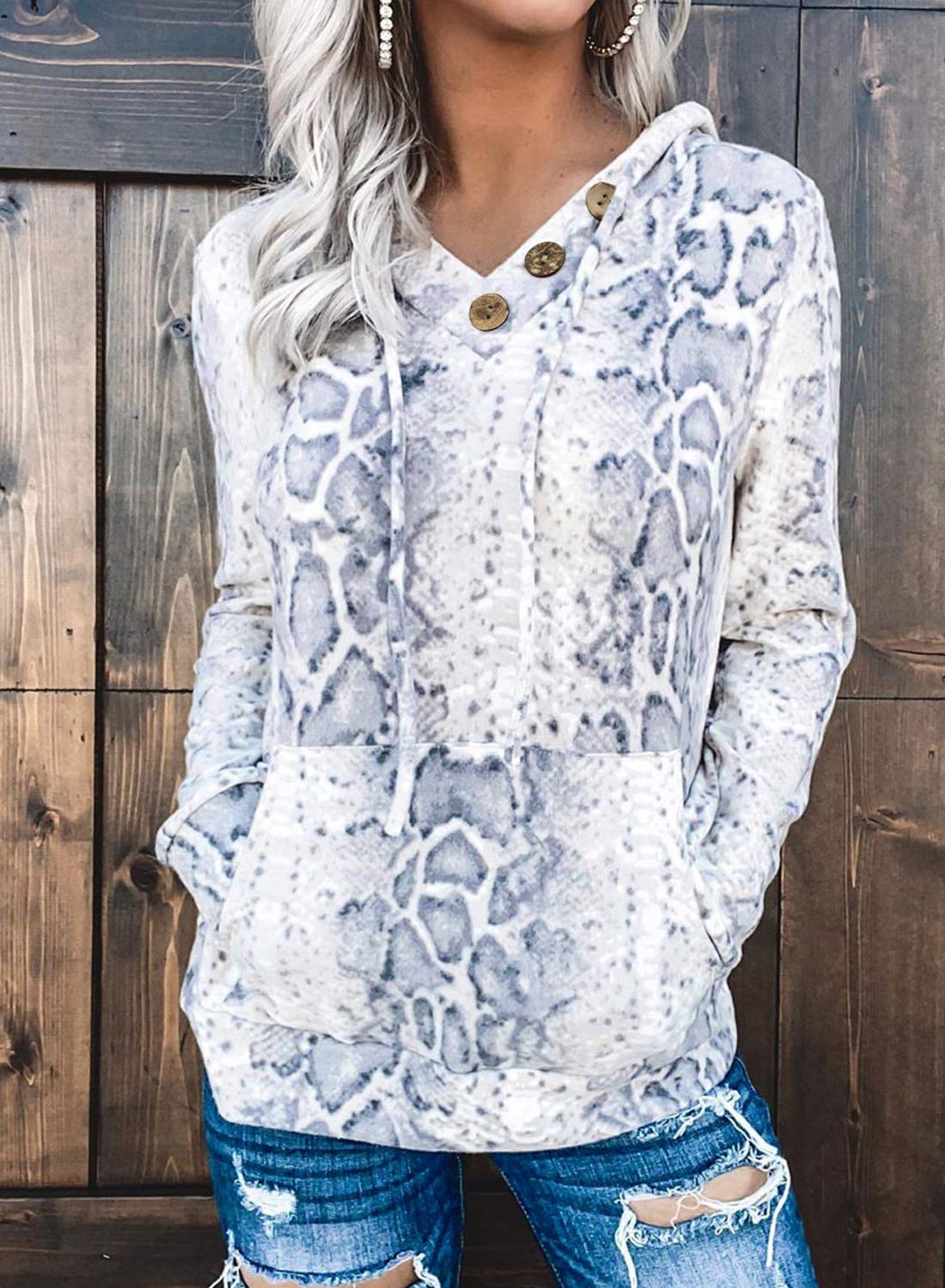Women's Casual Long Sleeve Hoodies Sweatshirts Drawstring Pullover Tunic Tops With Pockets