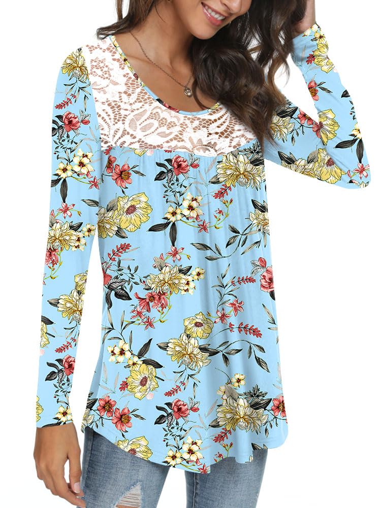 Womens Long Sleeve Loose Fit Tunic Tops Casual Ruffle T Shirt Blouses for Leggings