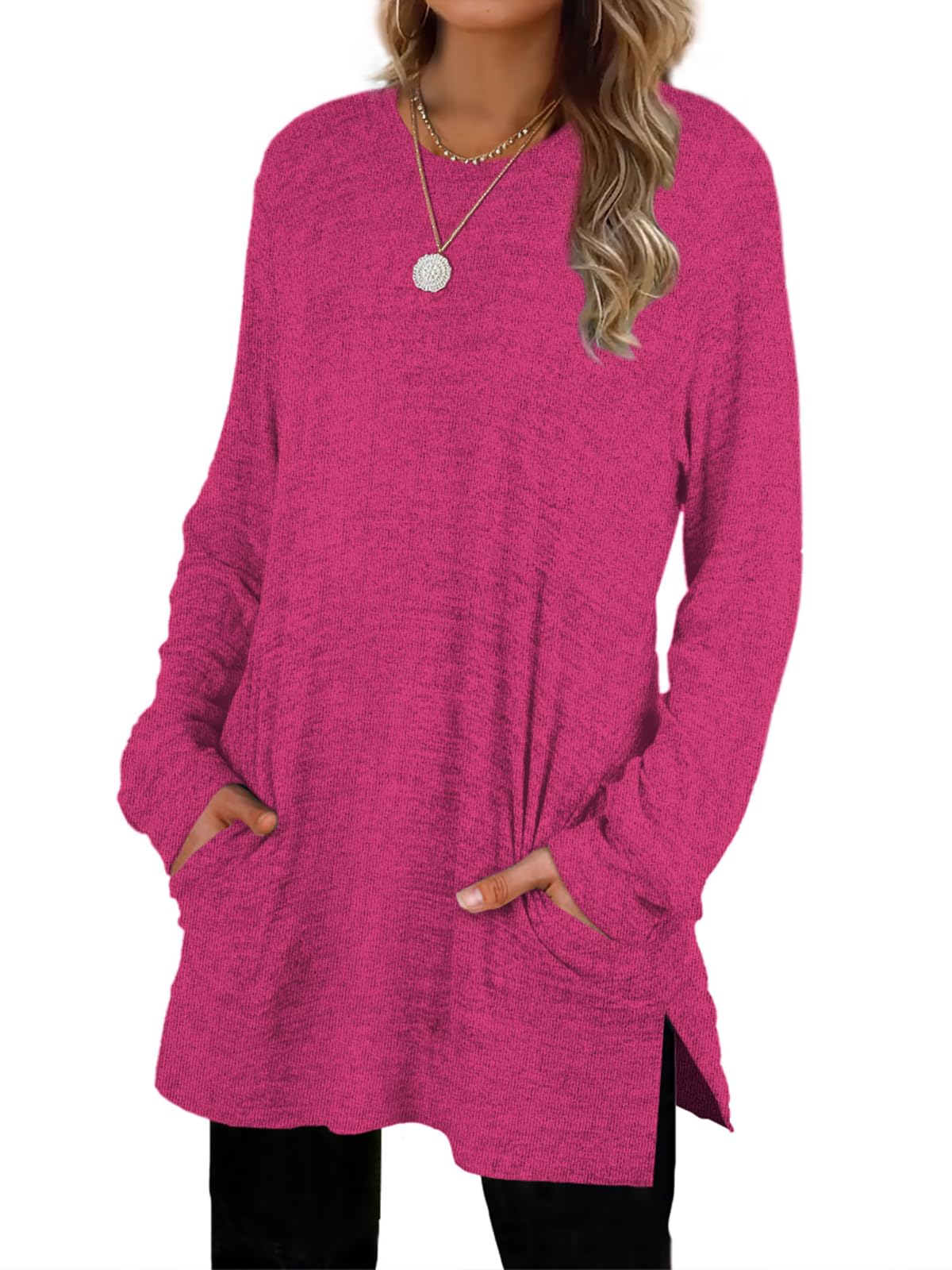 Womens Casual Sweatshirts Long Sleeve Shirts Oversized With Pocket Tunic Tops
