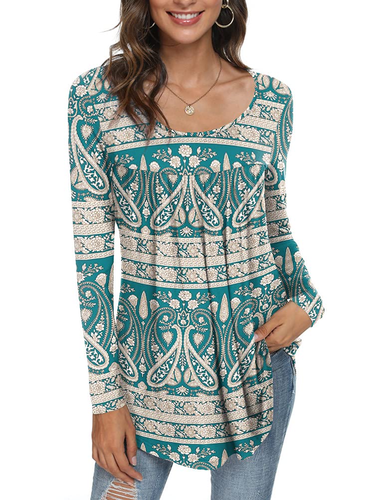 Womens Long Sleeve Loose Fit Tunic Tops Casual Ruffle T Shirt Blouses for Leggings