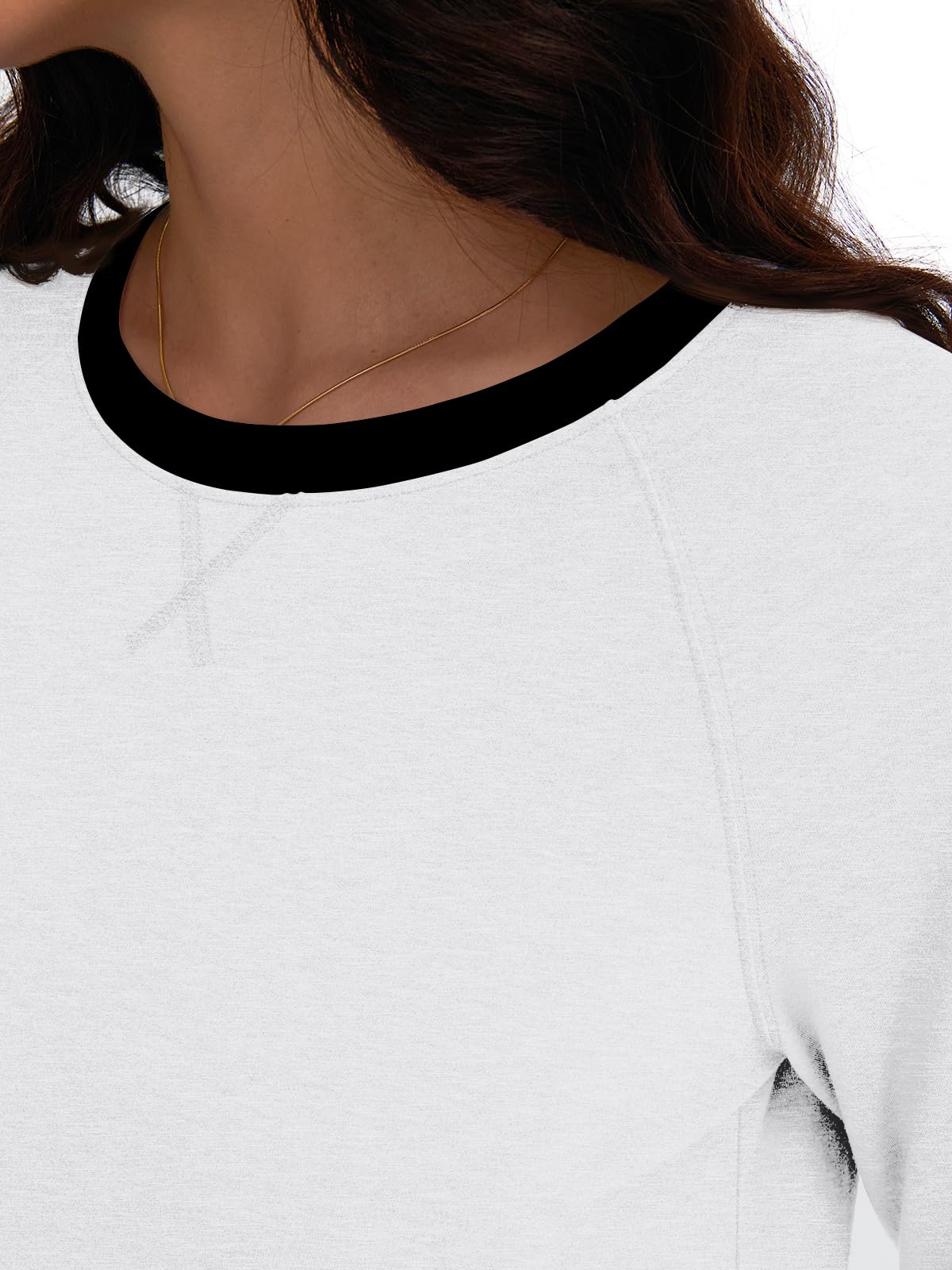 Womens Long Sleeve Shirts Color Block Casual Crewneck Tops Tshirt Basic Tees Fashion Clothes Trendy Outfits