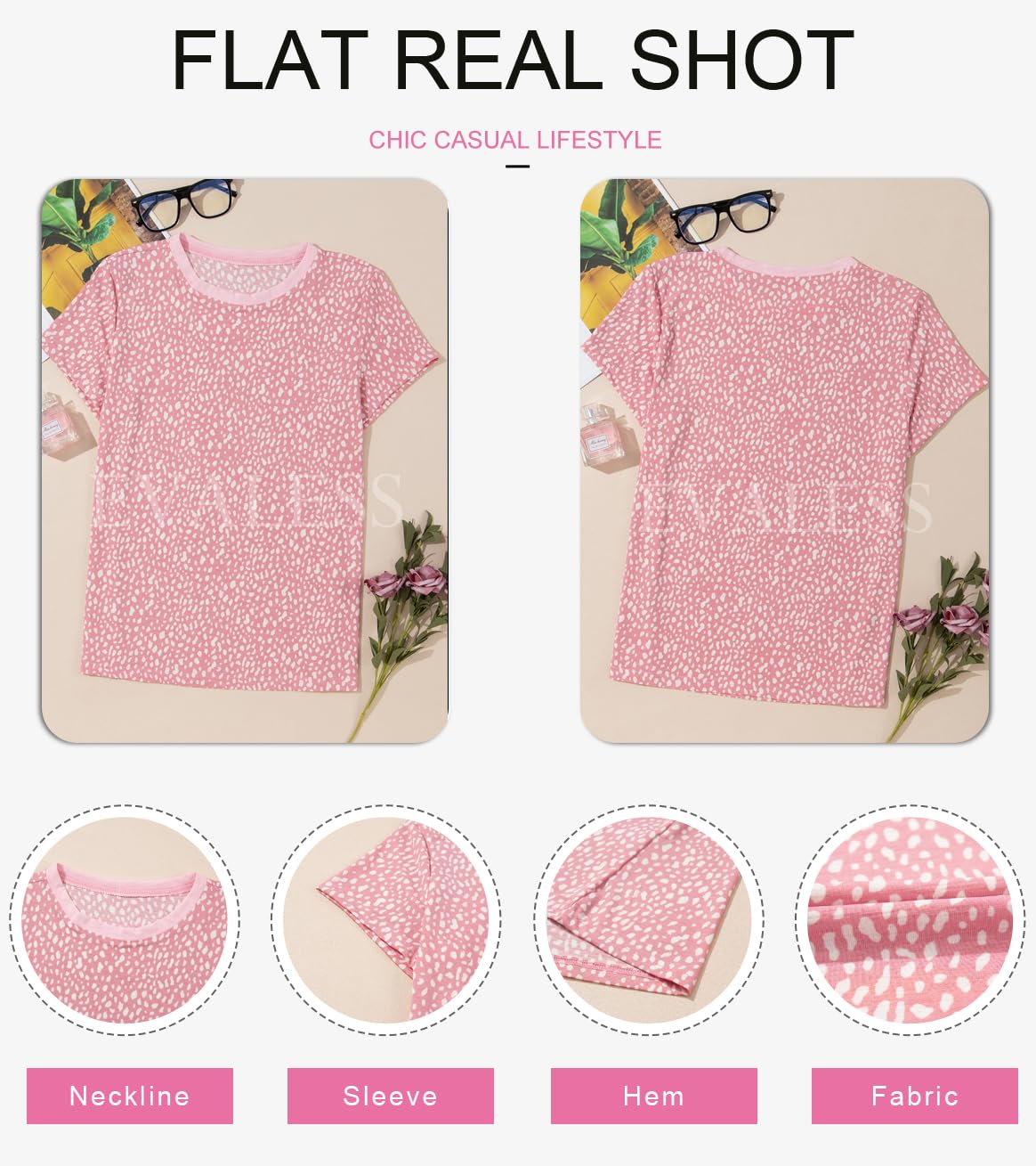 Womens Casual Polka Dot Tops Crewneck Short Sleeve T Shirts Fashion 2024 Spring Summer Loose Fit Shirts