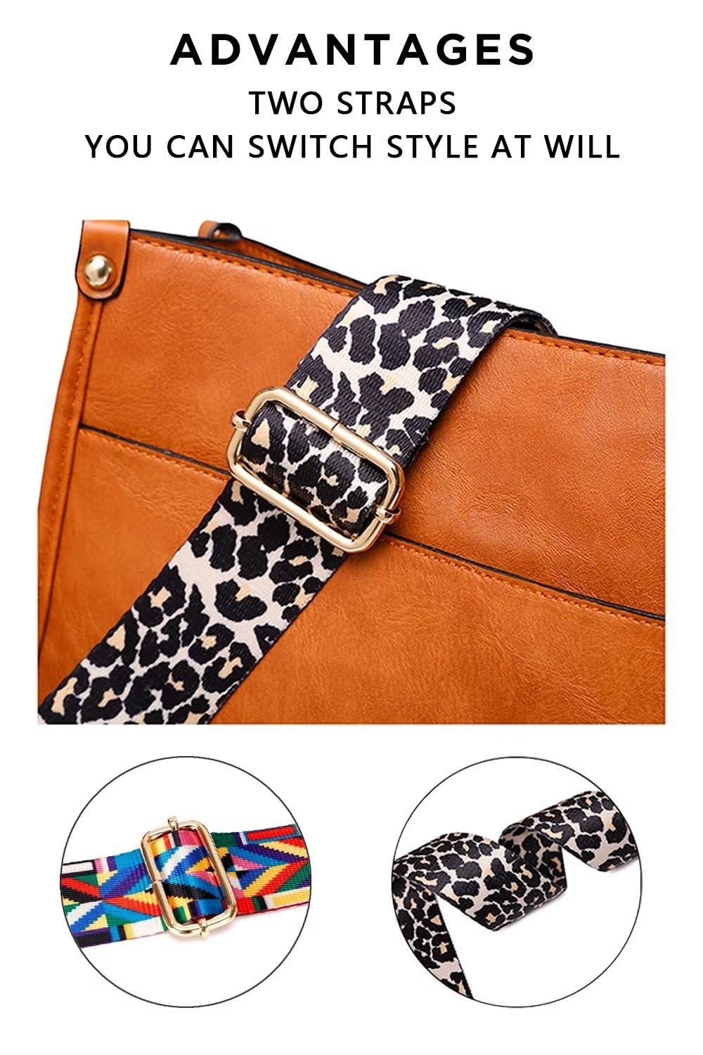 Vegan Leather Crossbody Bags for Women, Crossbody Purse with Guitar Strap Zipped Pockets Handbag