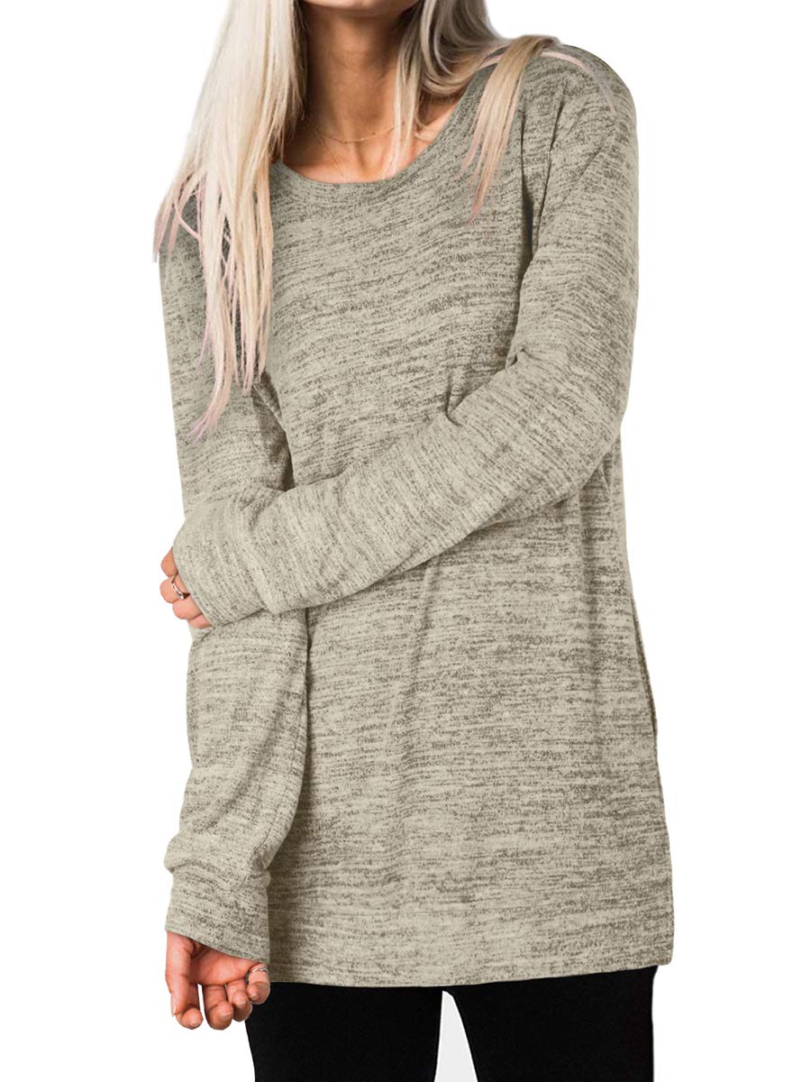 Womens Casual Sweatshirts Long Sleeve Shirts Oversized With Pocket Tunic Tops