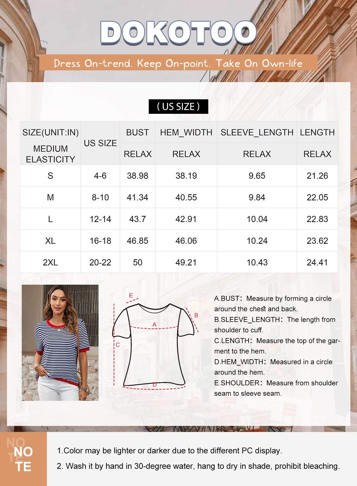 Womens Tops CasualCrewneck Short Sleeve Striped Color Block Knit Trendy Pullover Sweaters