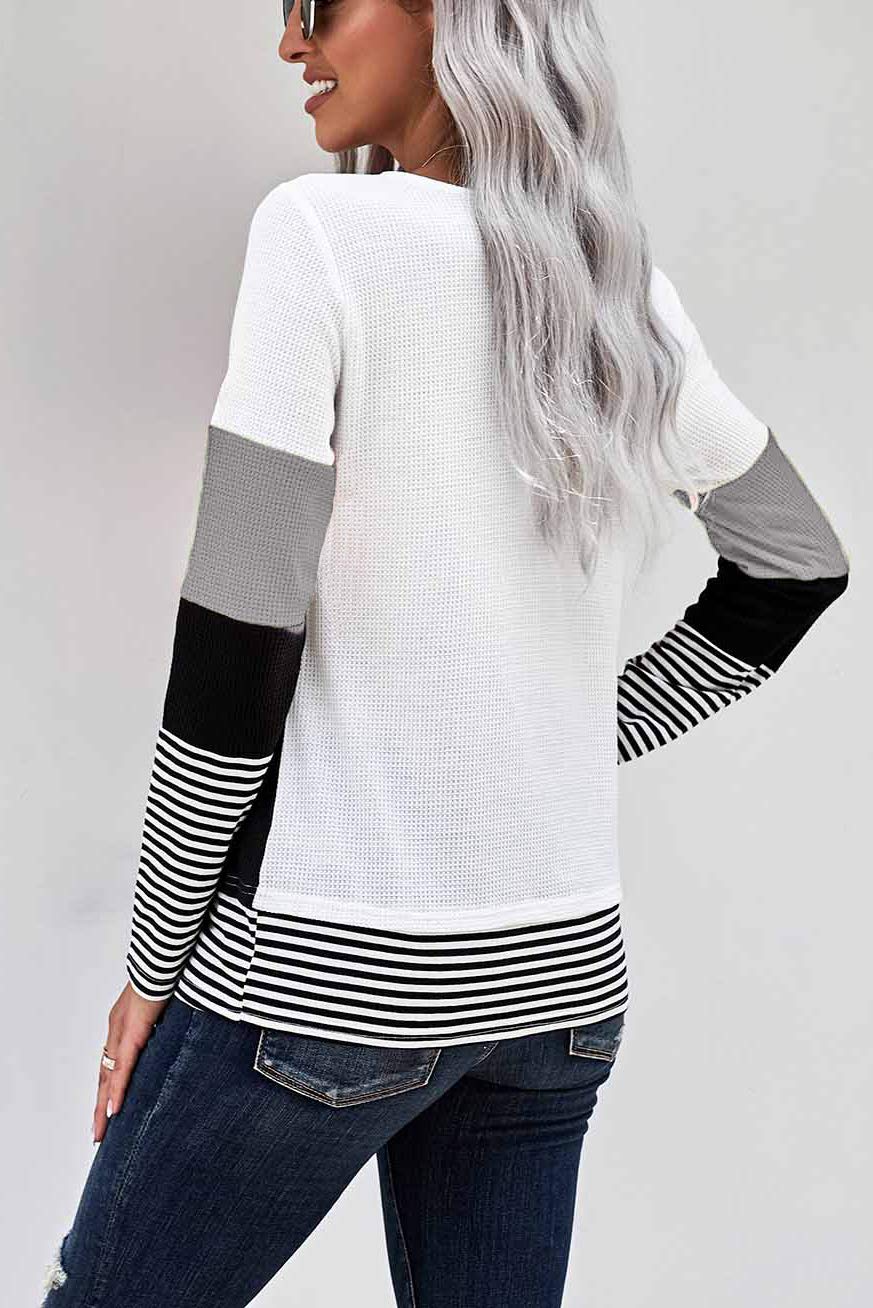 Womens Color Block Loose Long/Short Sleeve T Shirts Casual Comfy Tops