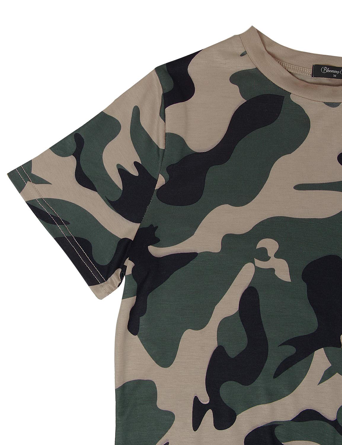Womens Leopard Print Tops Short Sleeve Round Neck Casual T Shirts Tees