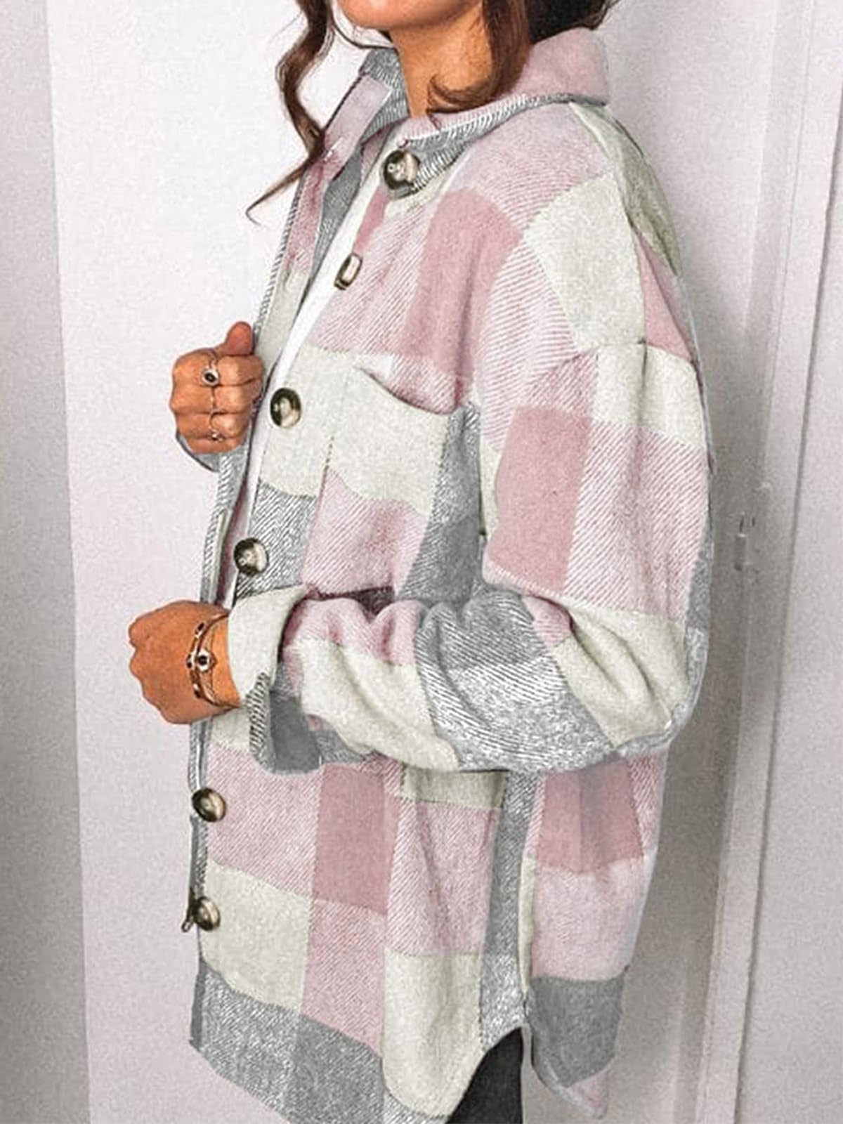 Womens Fall Outfits Fashion Clothes Shackets Flannel Plaid Button Down Long Sleeve Shirts Jackets 2024