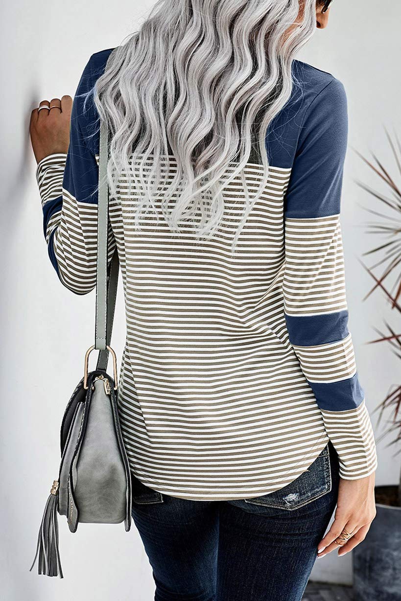 Womens Color Block Loose Long/Short Sleeve T Shirts Casual Comfy Tops