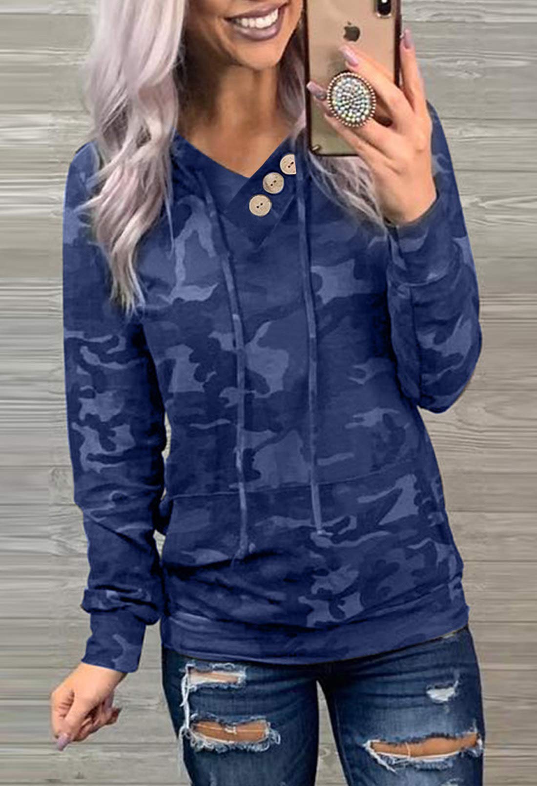 Women's Casual Long Sleeve Hoodies Sweatshirts Drawstring Pullover Tunic Tops With Pockets