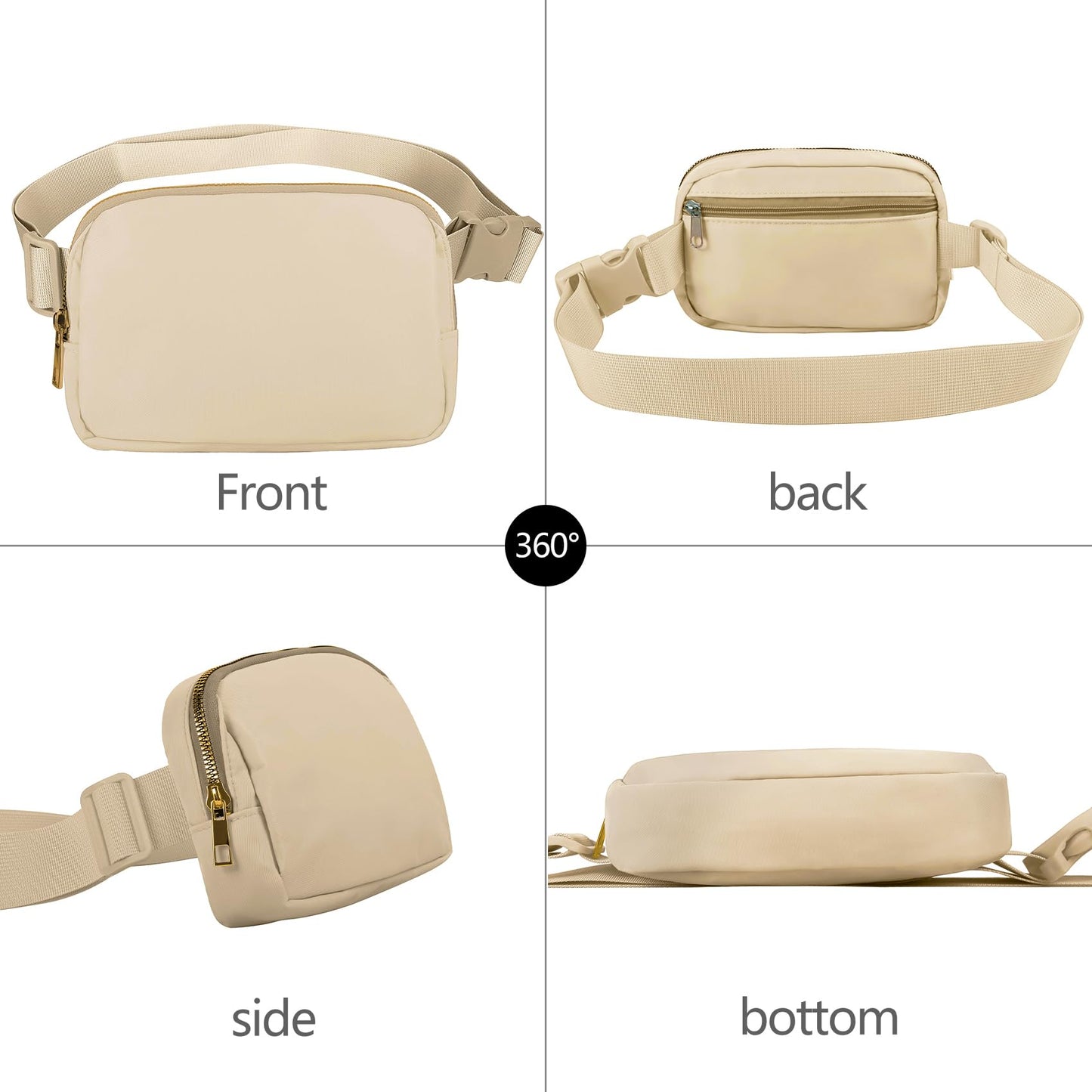 VOROLO Fanny Pack Christmas Gift For Women And Men Crossbody Bag Belt Bag Bum Bag with Adjustable Strap for Sports Black