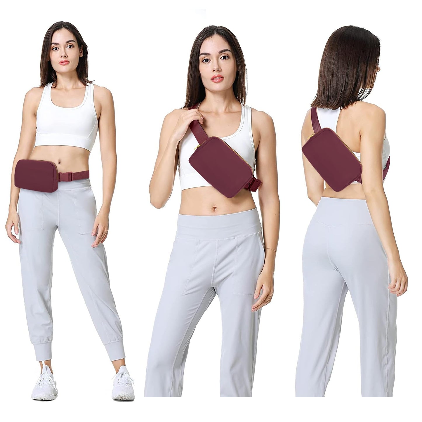 VOROLO Fanny Pack Christmas Gift For Women And Men Crossbody Bag Belt Bag Bum Bag with Adjustable Strap for Sports Black