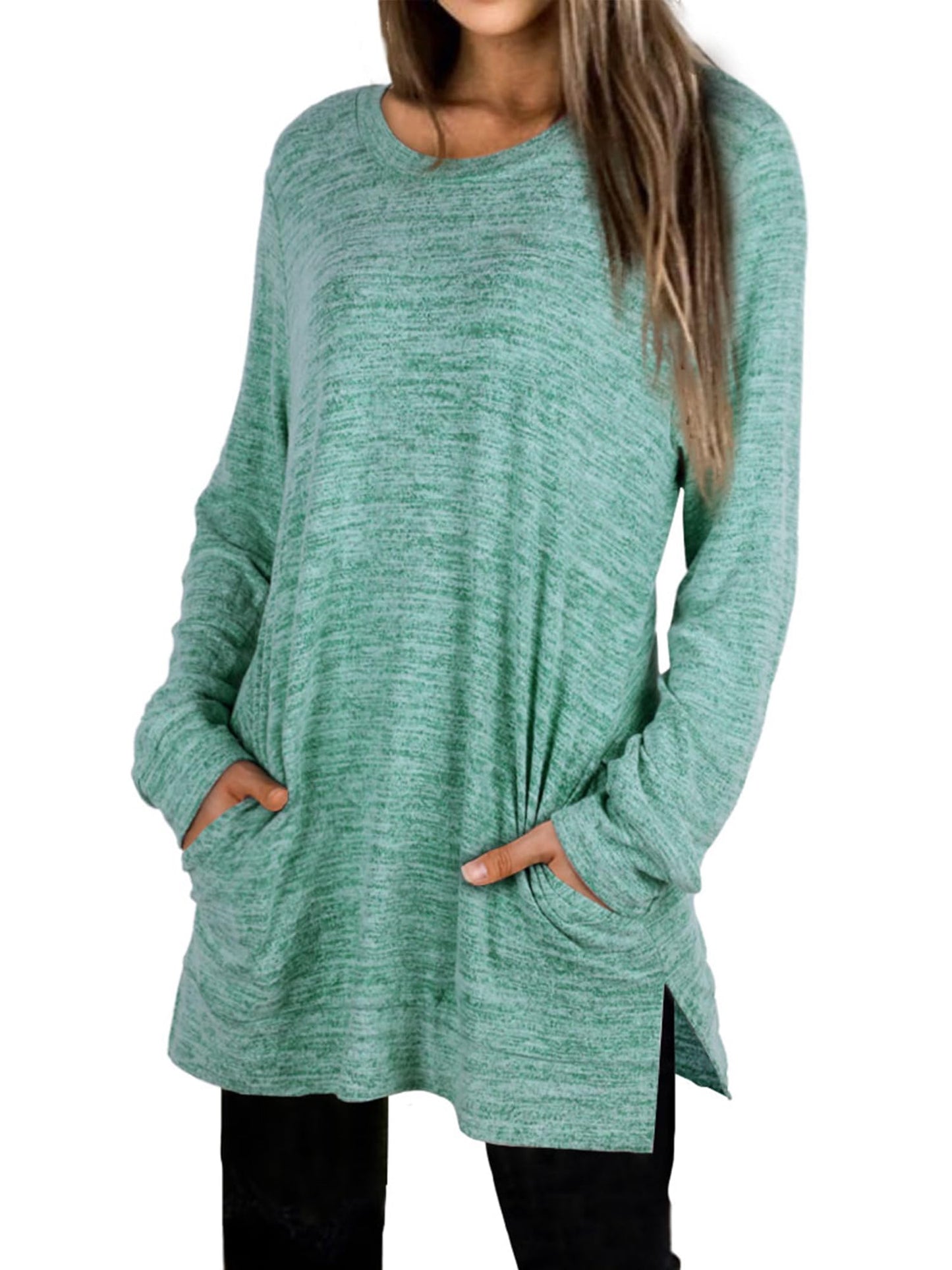 Womens Casual Sweatshirts Long Sleeve Shirts Oversized With Pocket Tunic Tops