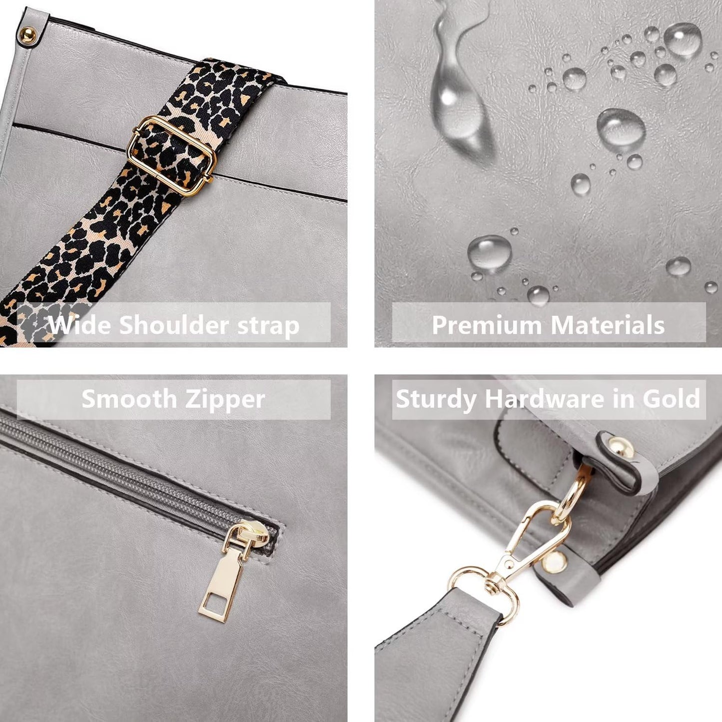 Vegan Leather Crossbody Bags for Women, Crossbody Purse with Guitar Strap Zipped Pockets Handbag