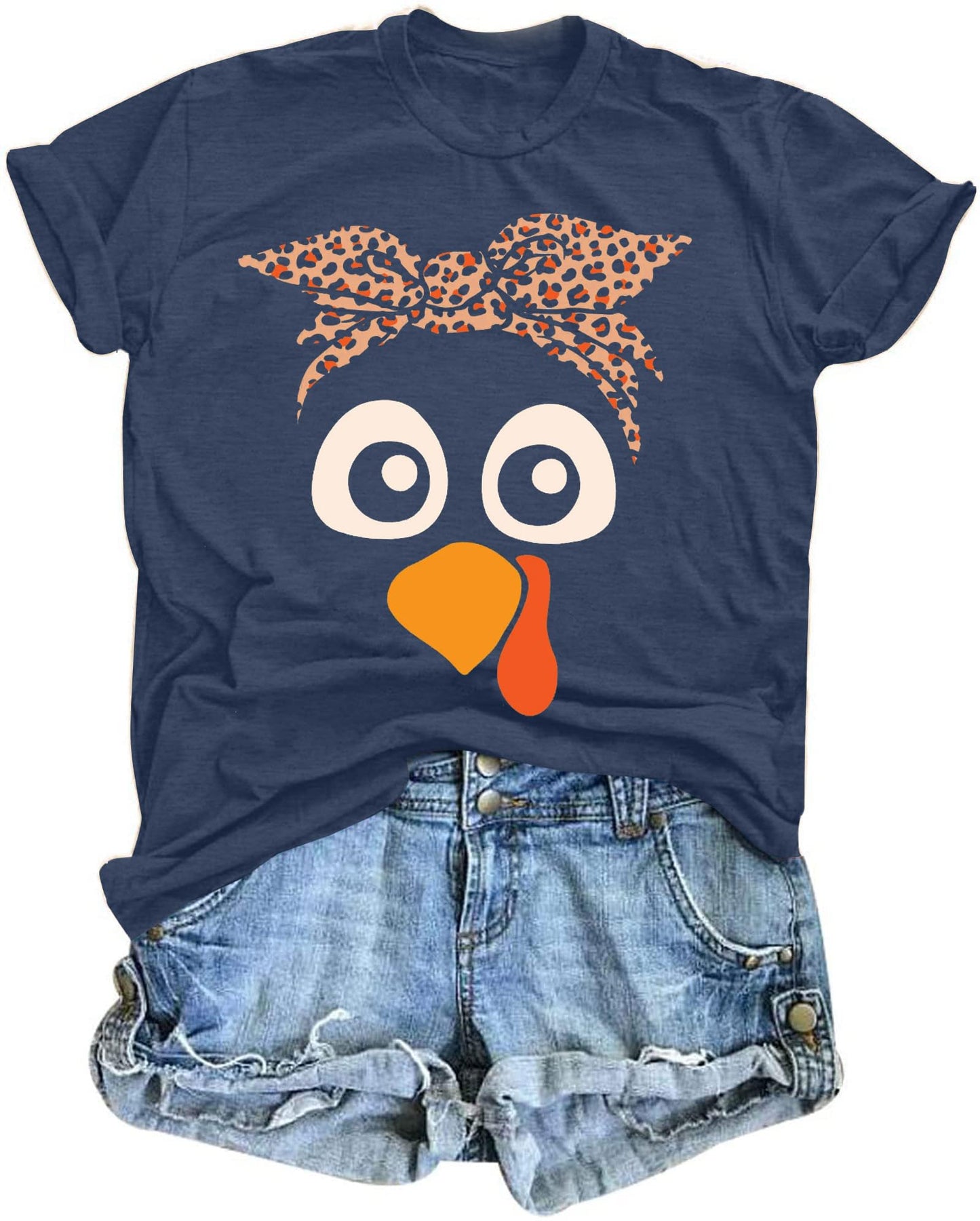 Turkey Shirts for Women Thanksgiving Shirt Funny Turkey Face Graphic Shirts Cute Fall Holiday Tee Tops