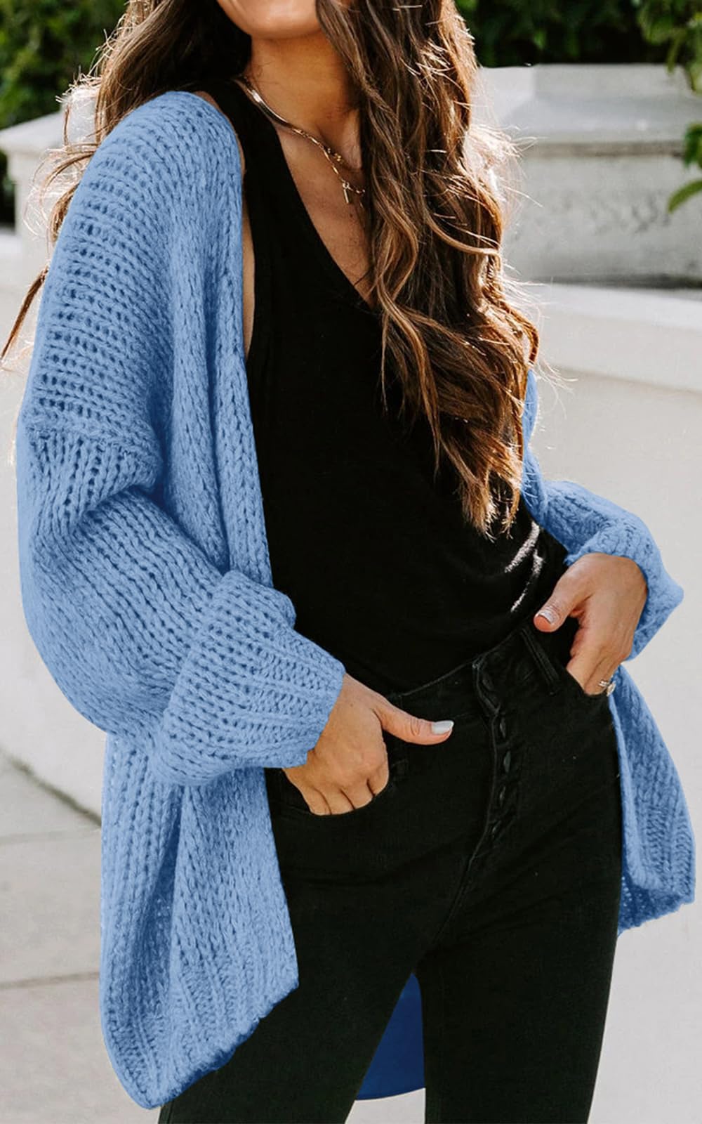 PRETTYGARDEN Women's Long Sleeve Open Front Knit Cardigans Sweaters Soft Loose Draped Coat Outerwear