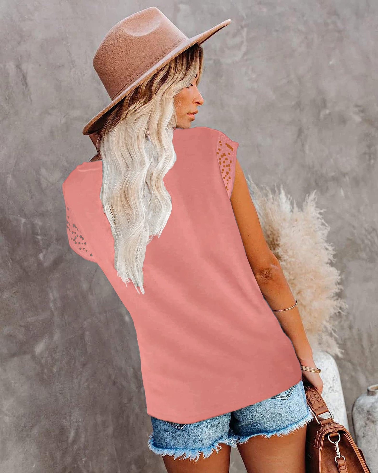 Womens Cap Sleeve Tops 2024 Trendy Floral Print Summer Tops Loose Fit Lace T Shirts Blouses