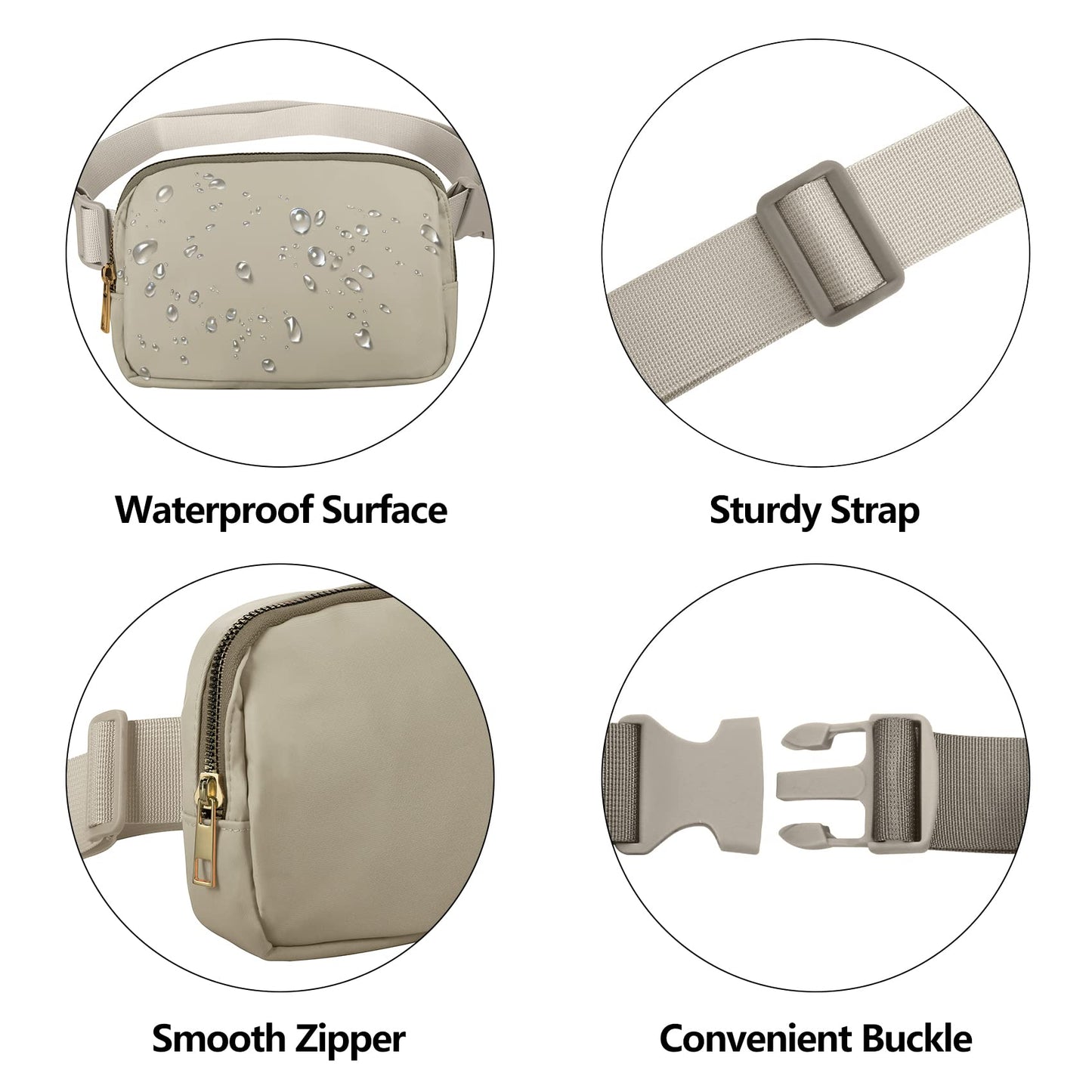 VOROLO Fanny Pack Christmas Gift For Women And Men Crossbody Bag Belt Bag Bum Bag with Adjustable Strap for Sports Black