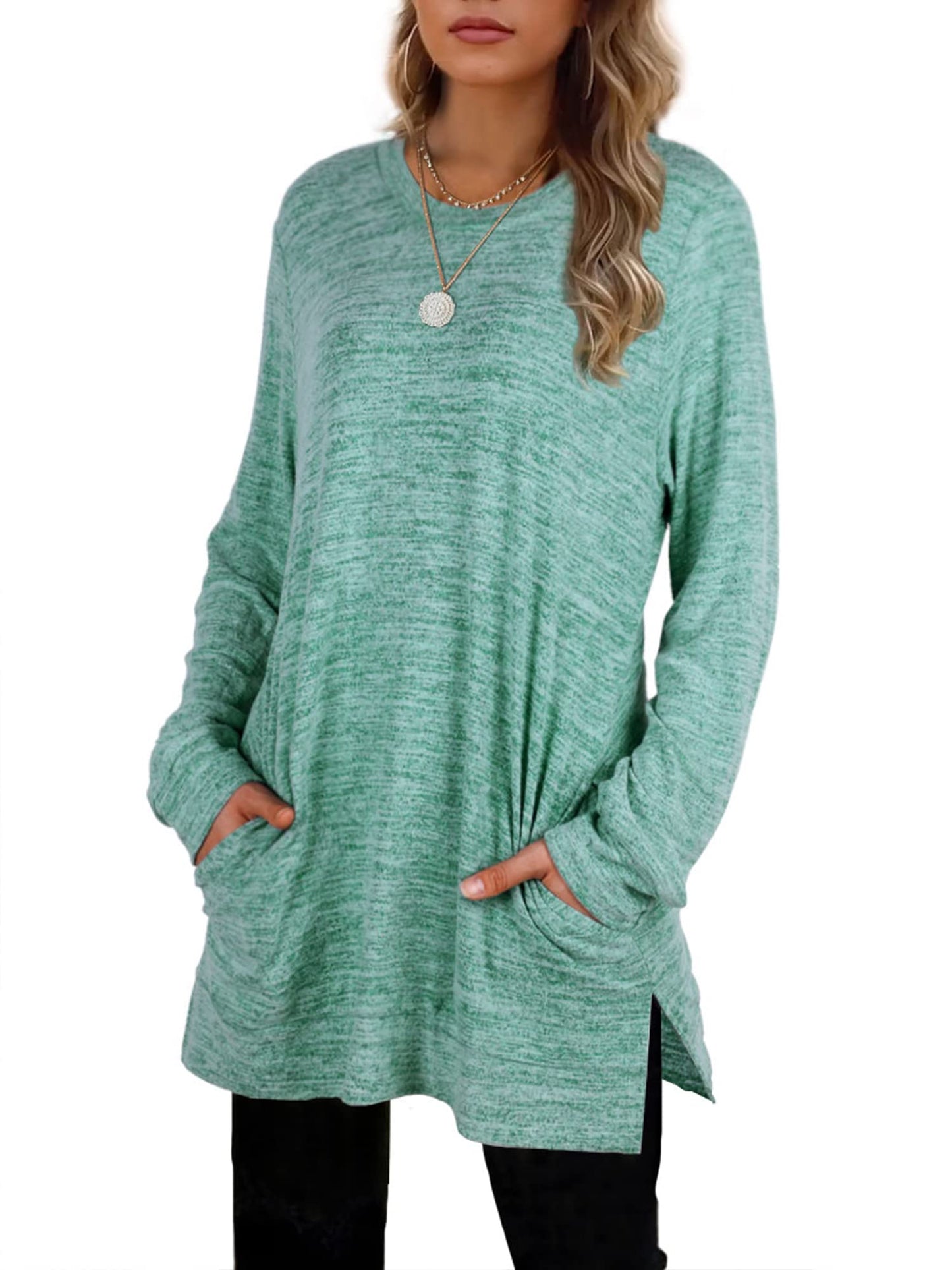 Womens Casual Sweatshirts Long Sleeve Shirts Oversized With Pocket Tunic Tops