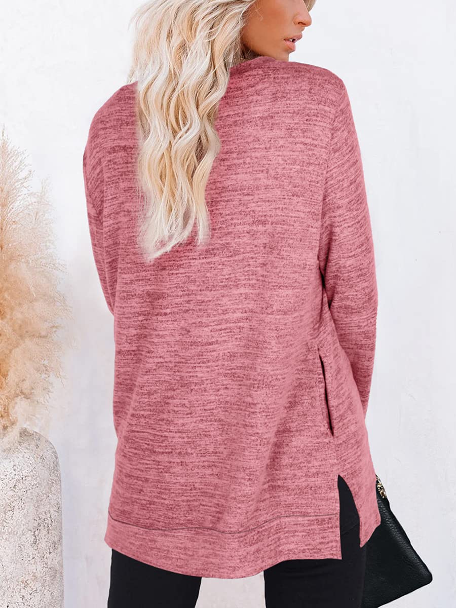 Womens Casual Sweatshirts Long Sleeve Shirts Oversized With Pocket Tunic Tops