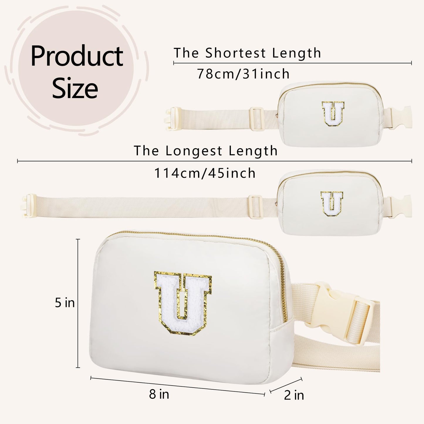 VOROLO Fanny Pack Christmas Gift For Women And Men Crossbody Bag Belt Bag Bum Bag with Adjustable Strap for Sports Black