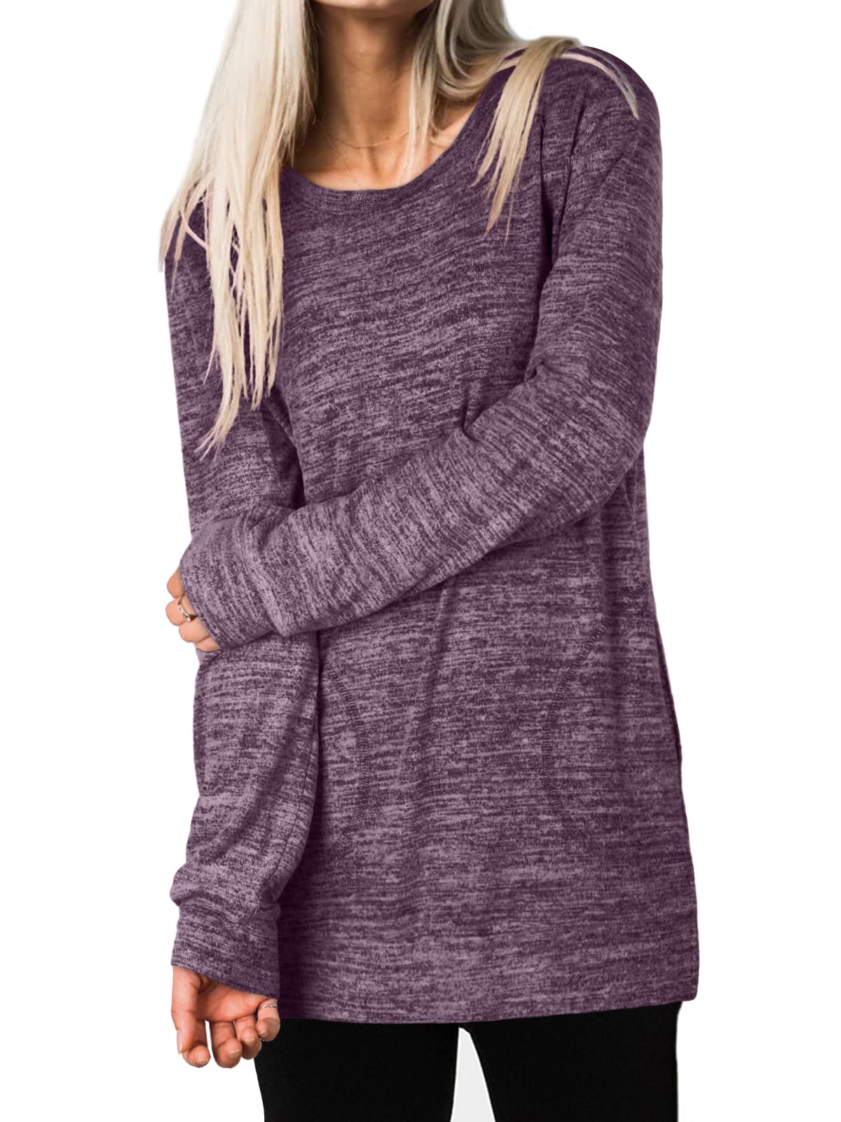 Womens Casual Sweatshirts Long Sleeve Shirts Oversized With Pocket Tunic Tops