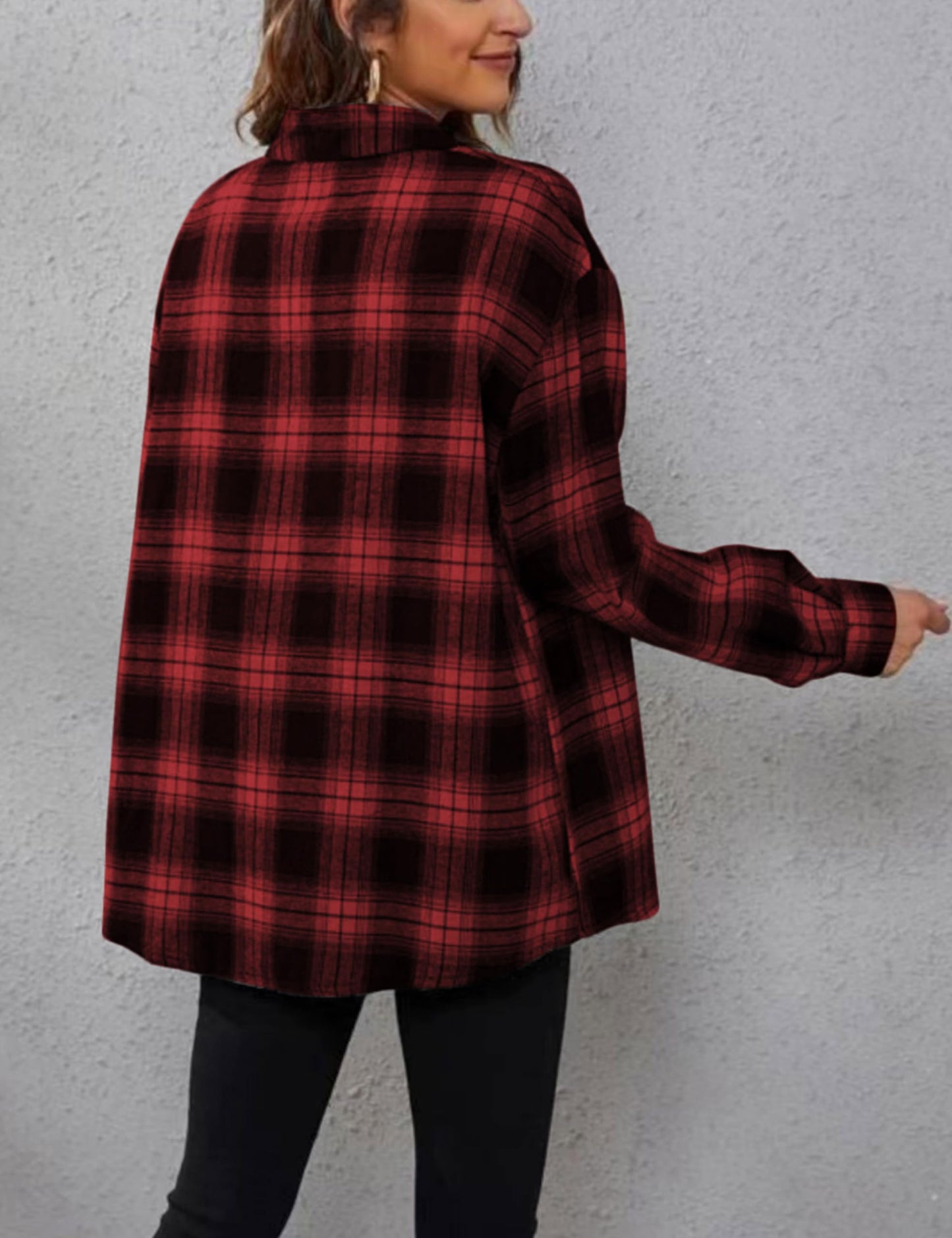 Plaid Flannel Shirts for Women Oversized Long Sleeve Button Down Buffalo Plaid Shirt Blouse Tops