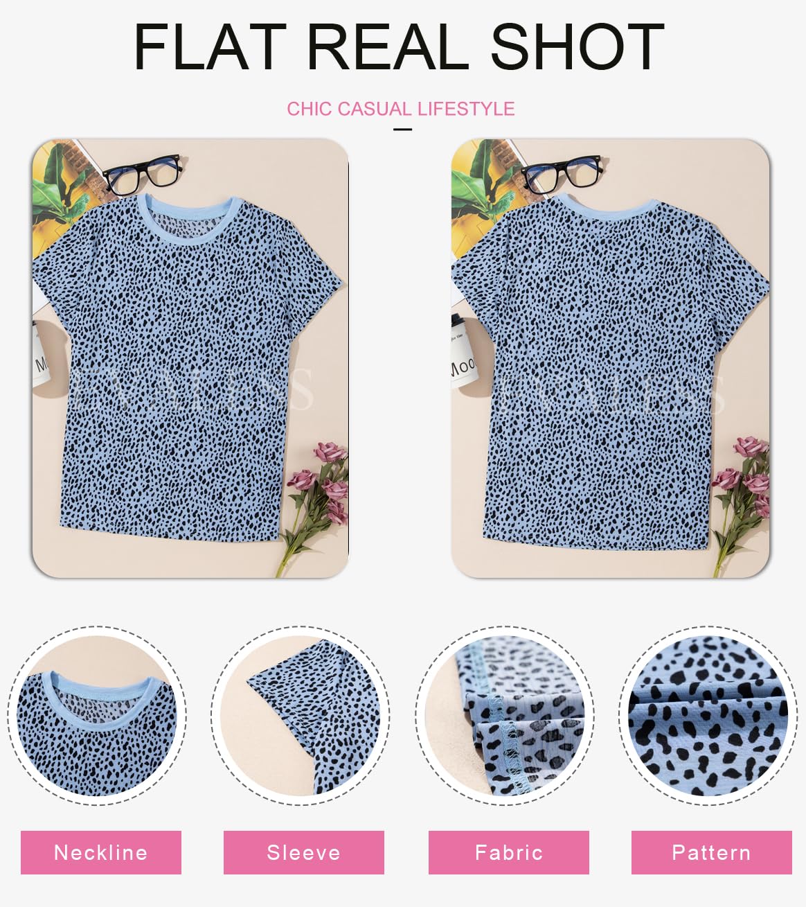 Womens Casual Polka Dot Tops Crewneck Short Sleeve T Shirts Fashion 2024 Spring Summer Loose Fit Shirts