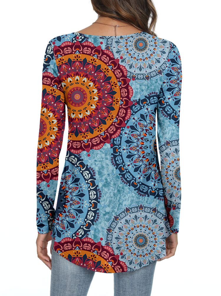 Womens Long Sleeve Loose Fit Tunic Tops Casual Ruffle T Shirt Blouses for Leggings
