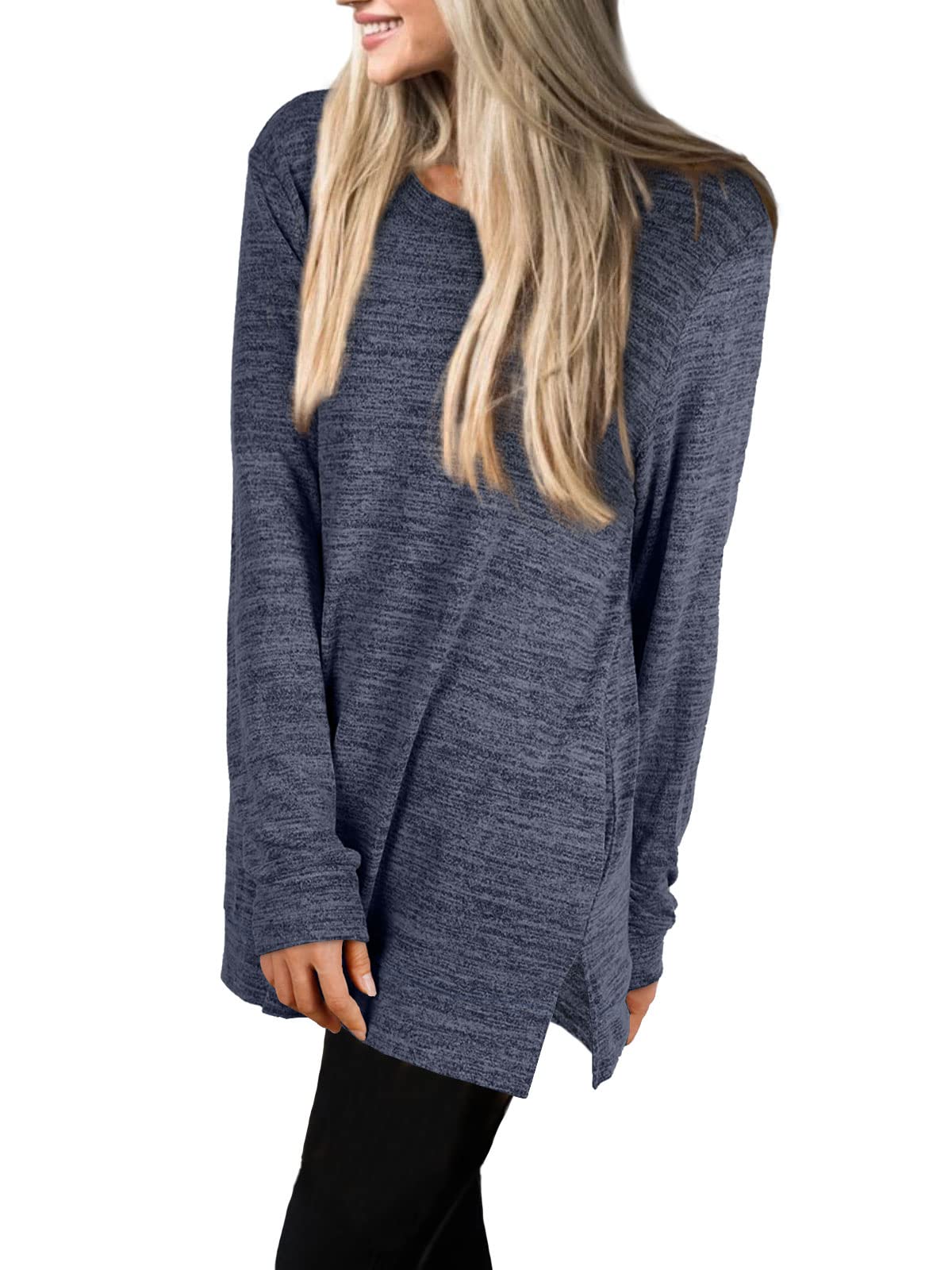 Womens Casual Sweatshirts Long Sleeve Shirts Oversized With Pocket Tunic Tops