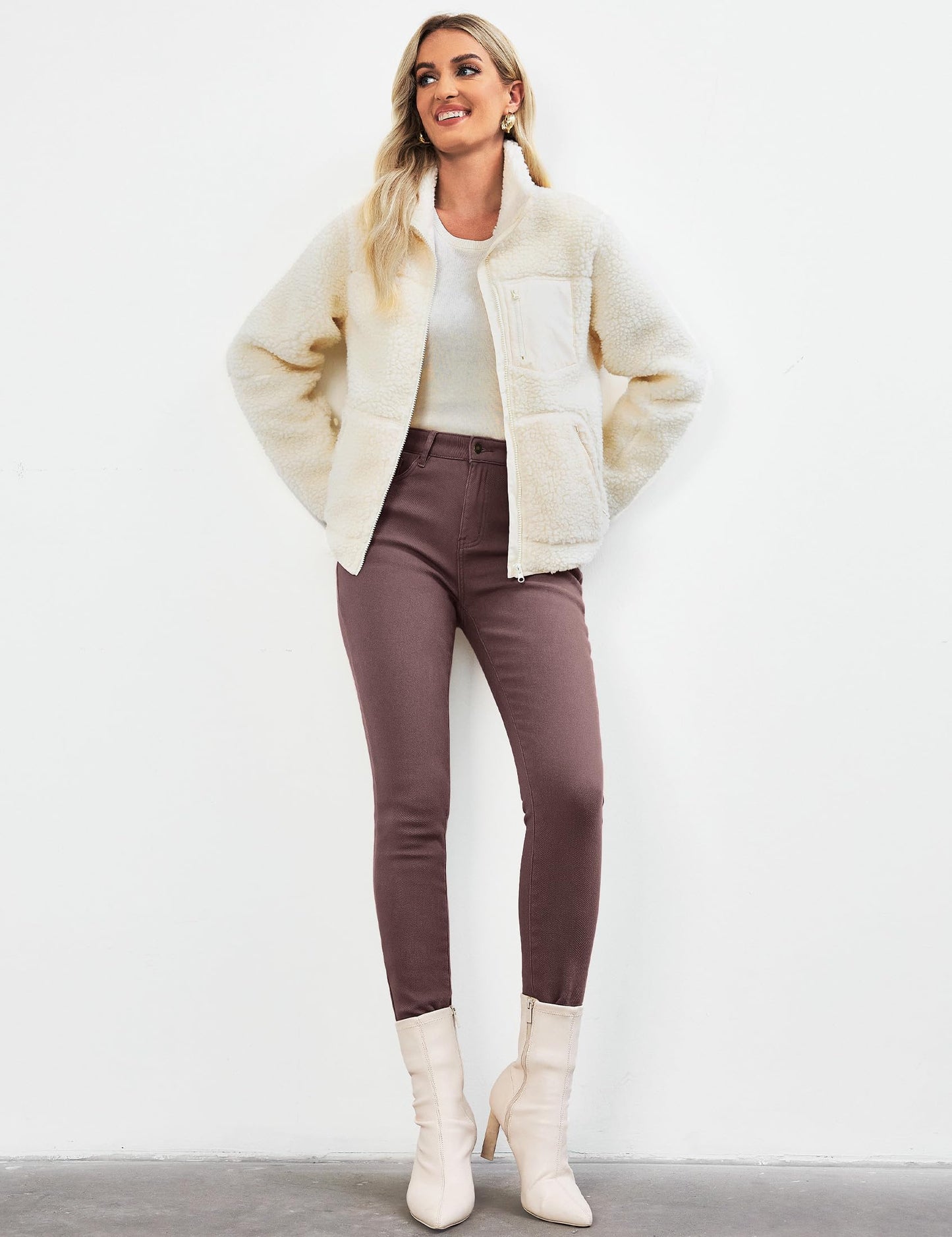 Vetinee Fleece Lined Jeans for Women High Waisted Skinny Winter Warm Slim Fit Thermal Jean Pants Stretchy Denim Jeggings