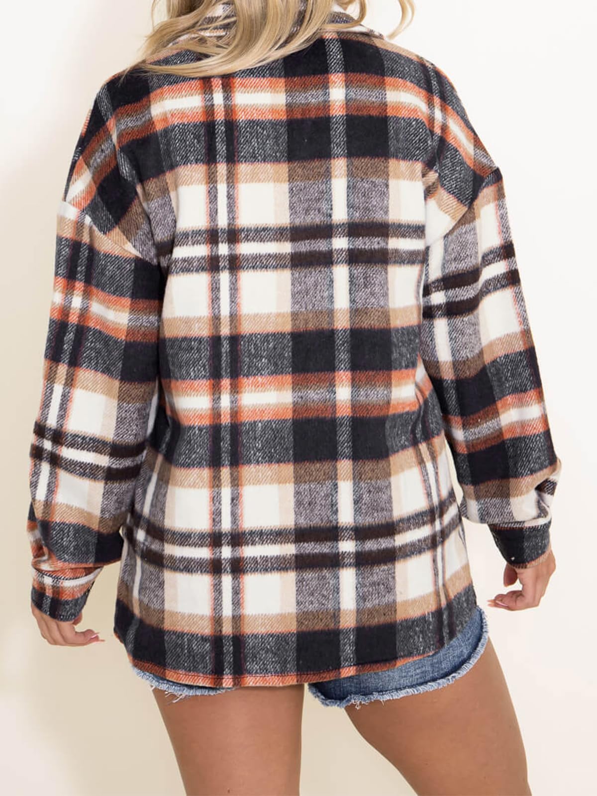 Womens Fall Outfits Fashion Clothes Shackets Flannel Plaid Button Down Long Sleeve Shirts Jackets 2024